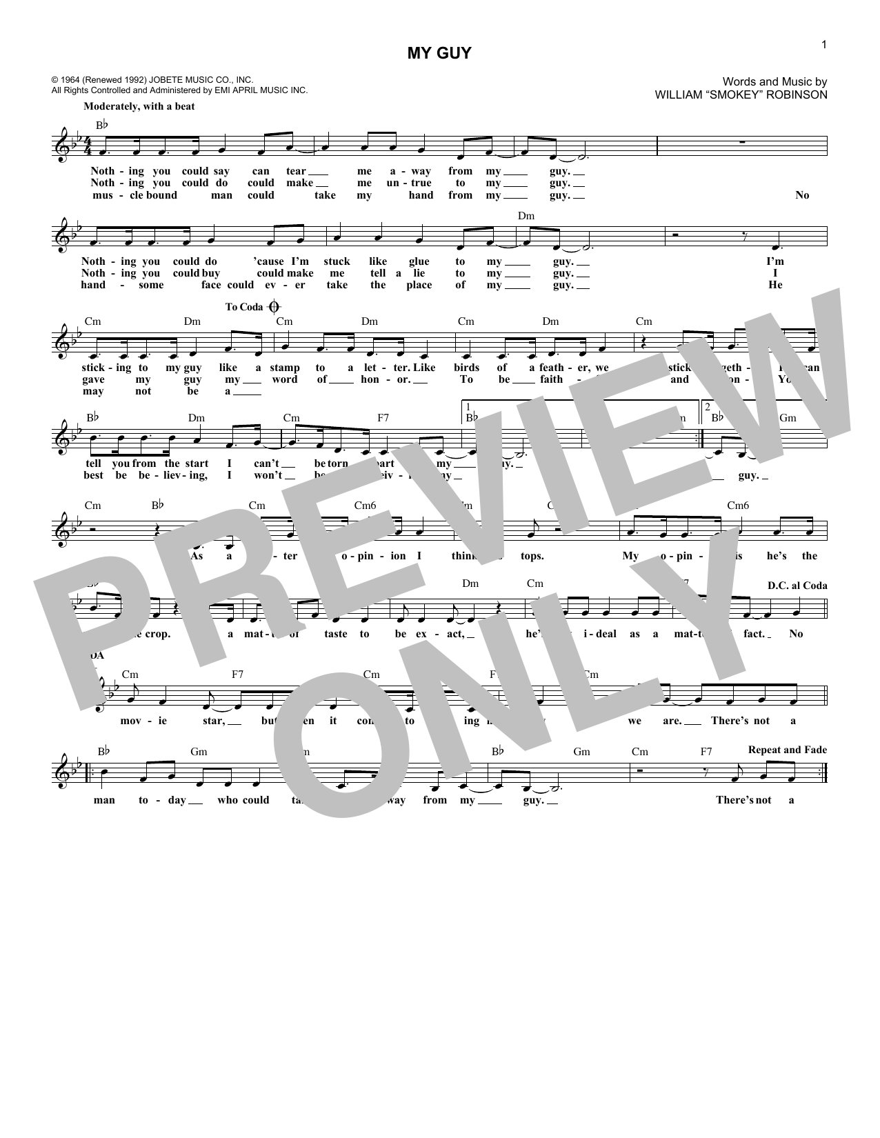 My Guy (Lead Sheet / Fake Book) von Mary Wells