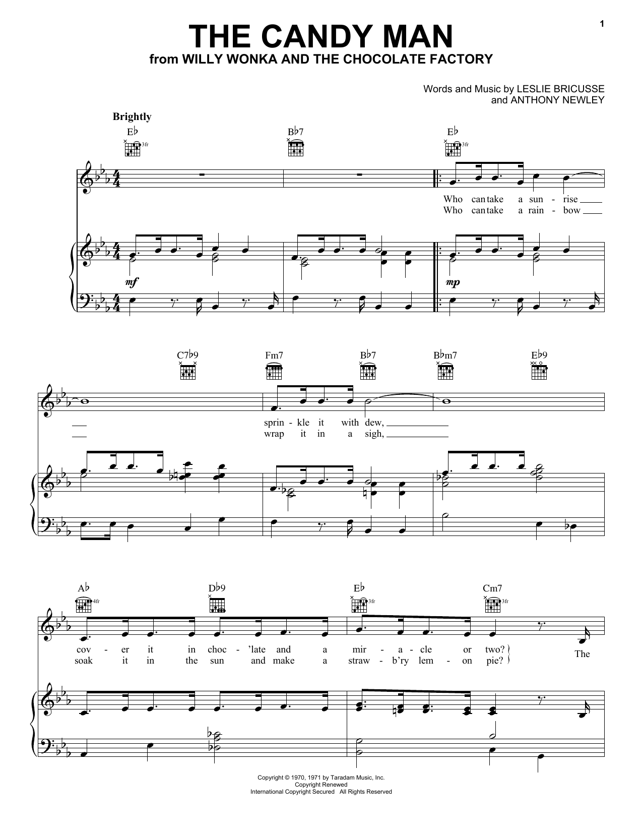 The Candy Man (Piano, Vocal & Guitar Chords (Right-Hand Melody)) von Sammy Davis Jr.