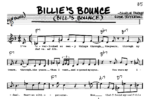 Billie's Bounce (Bill's Bounce) (Real Book  Melody, Lyrics & Chords) von Charlie Parker