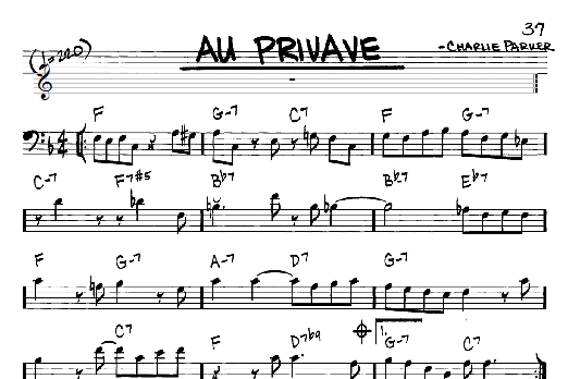 Au Privave (Real Book  Melody & Chords  Bass Clef Instruments) von Charlie Parker