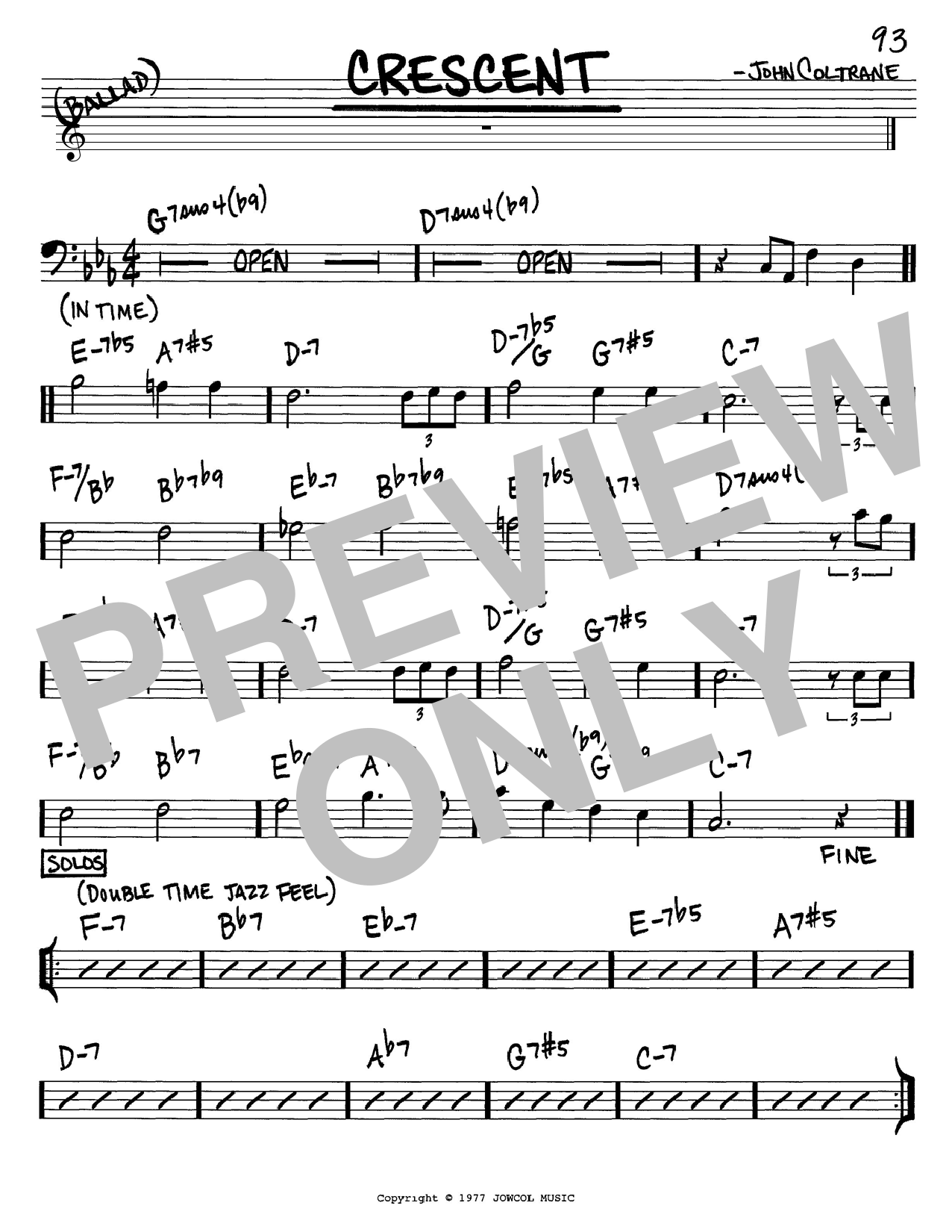 Crescent (Real Book  Melody & Chords  Bass Clef Instruments) von John Coltrane