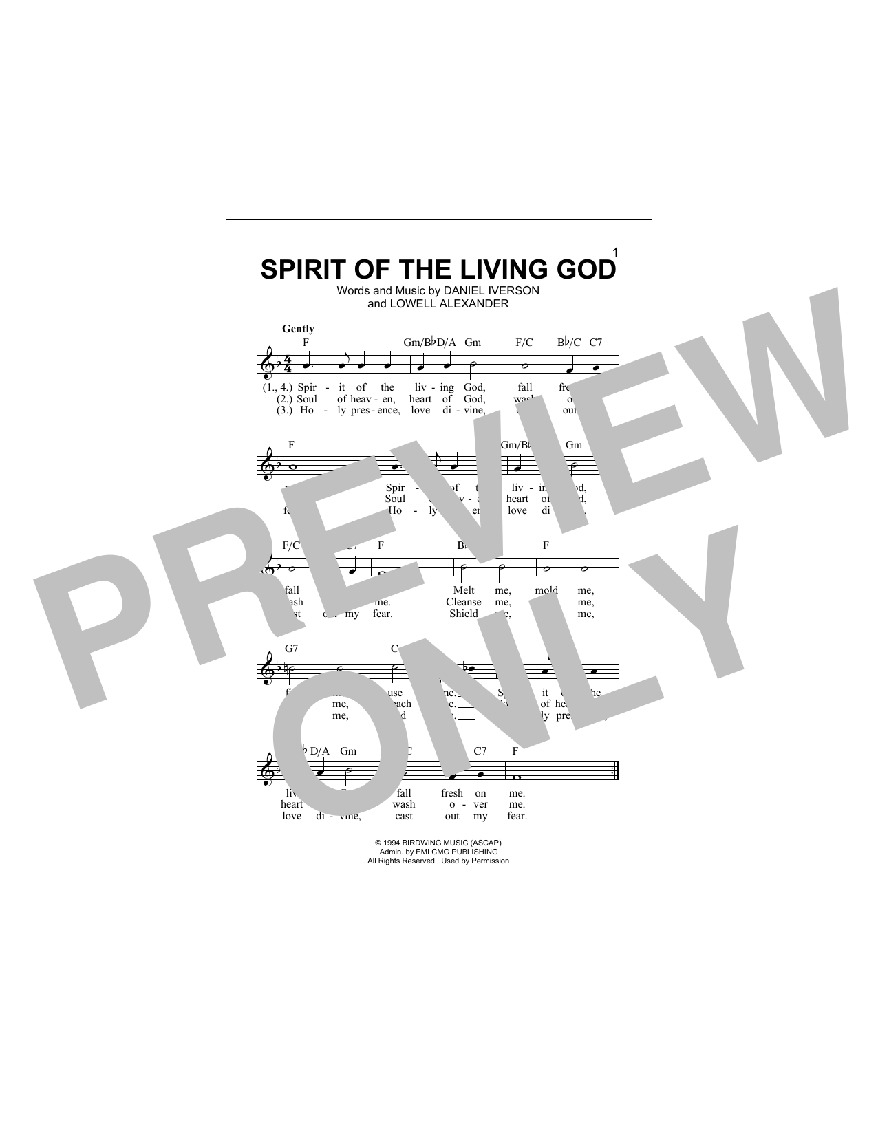 Spirit Of The Living God (Lead Sheet / Fake Book) von Daniel Iverson
