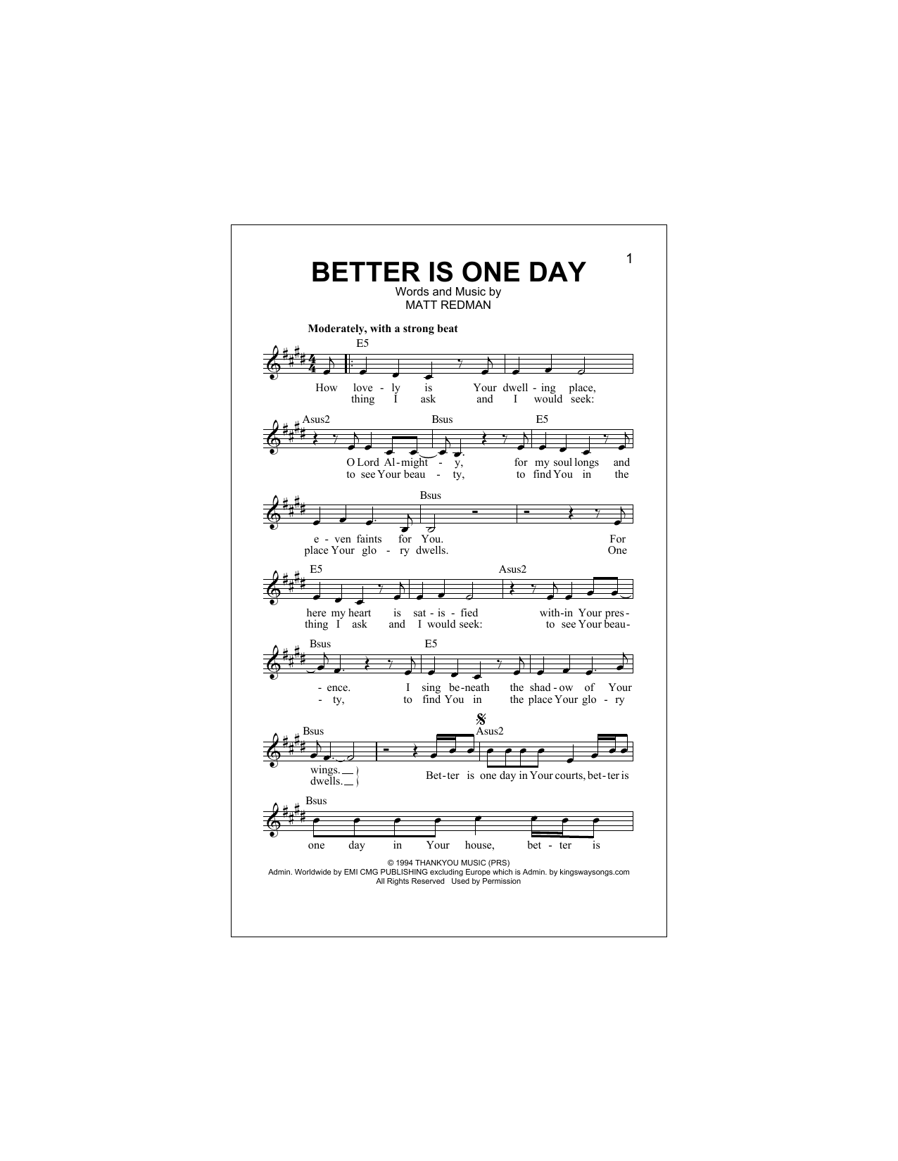 Better Is One Day (Lead Sheet / Fake Book) von Matt Redman