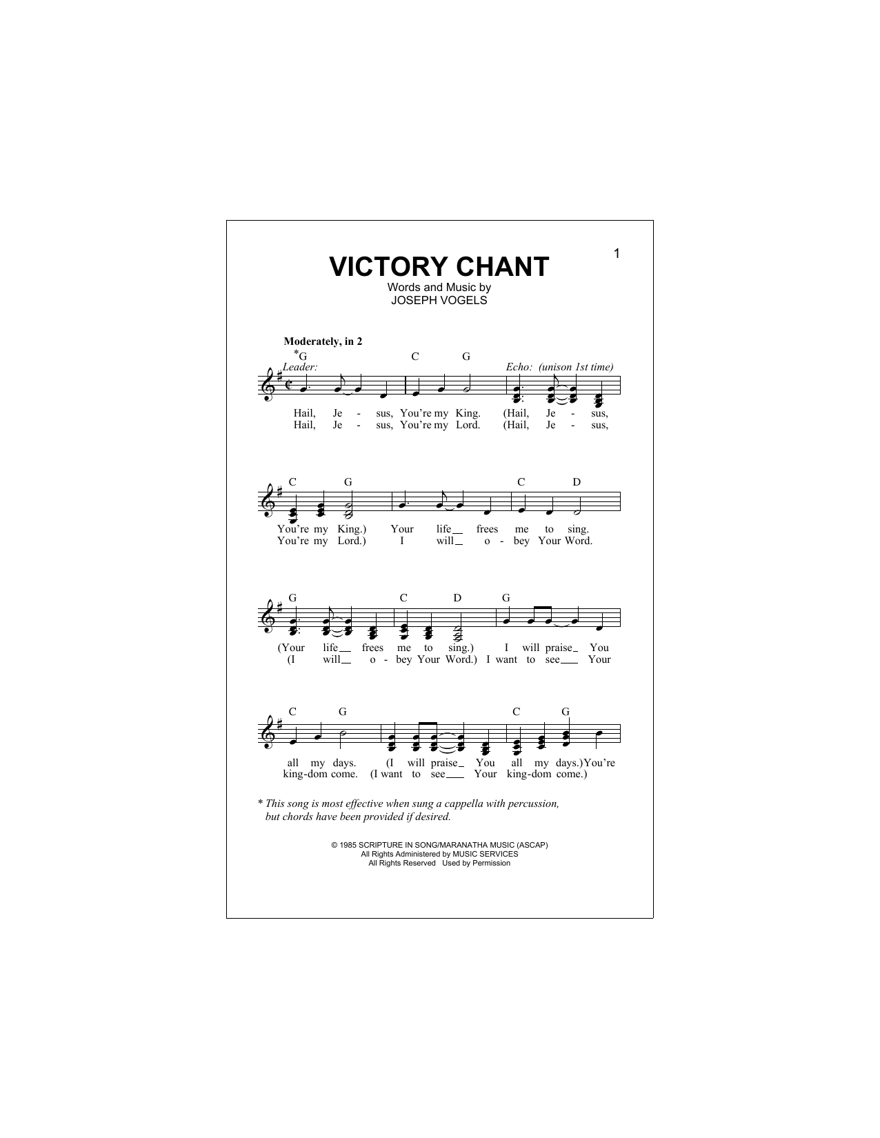 Victory Chant (Lead Sheet / Fake Book) von Joseph Williams Vogels