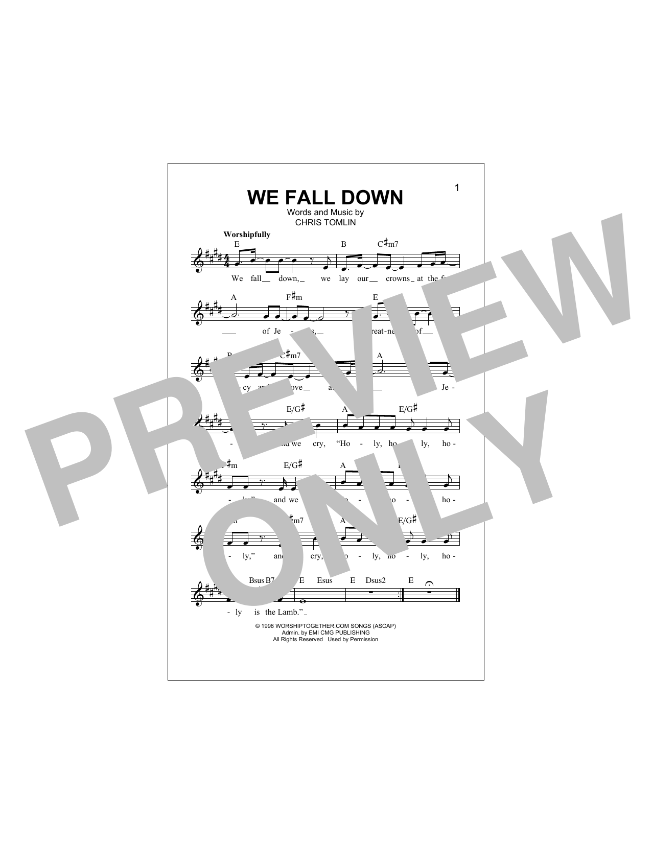 We Fall Down (Lead Sheet / Fake Book) von Chris Tomlin