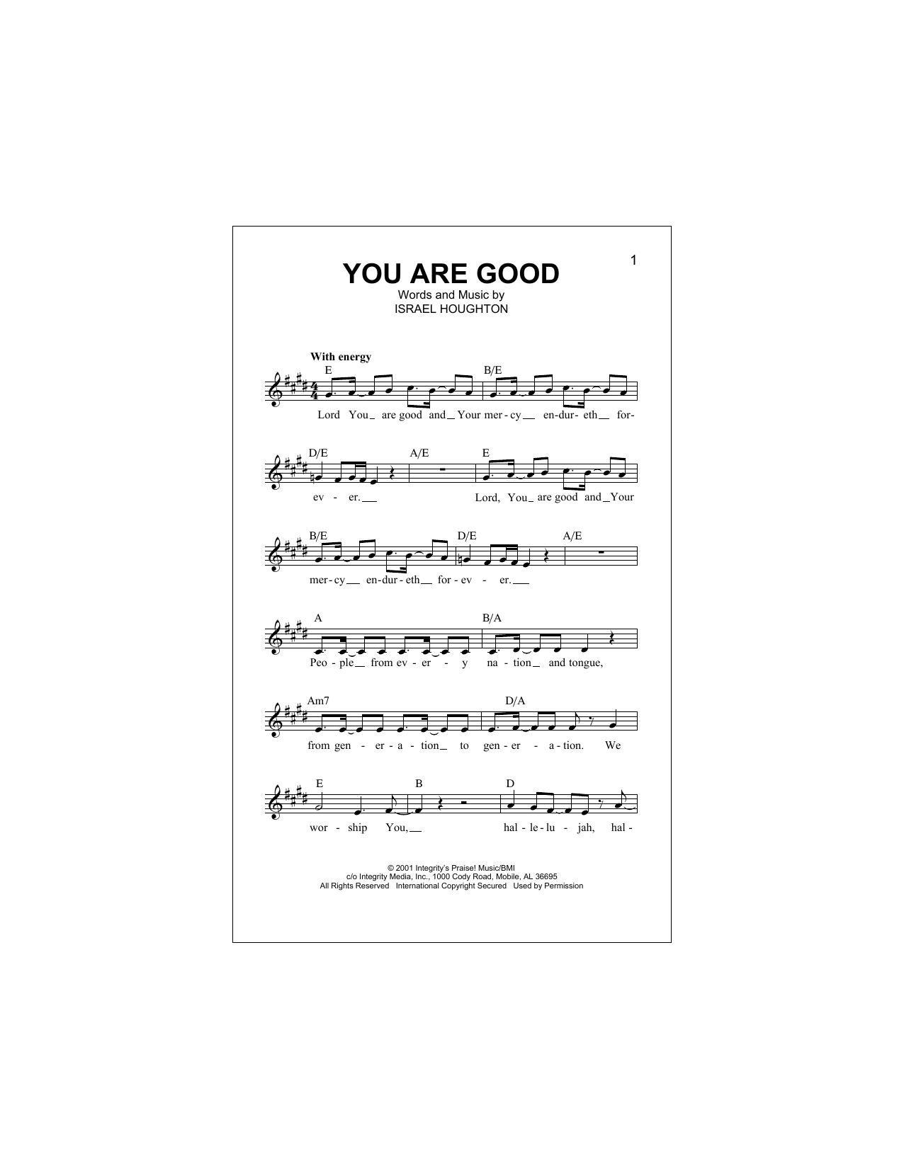 You Are Good (Lead Sheet / Fake Book) von Katinas