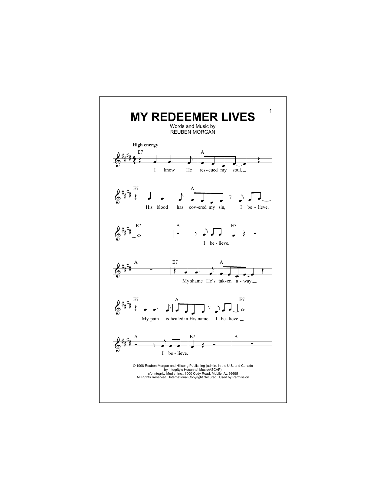 My Redeemer Lives (Lead Sheet / Fake Book) von Reuben Morgan