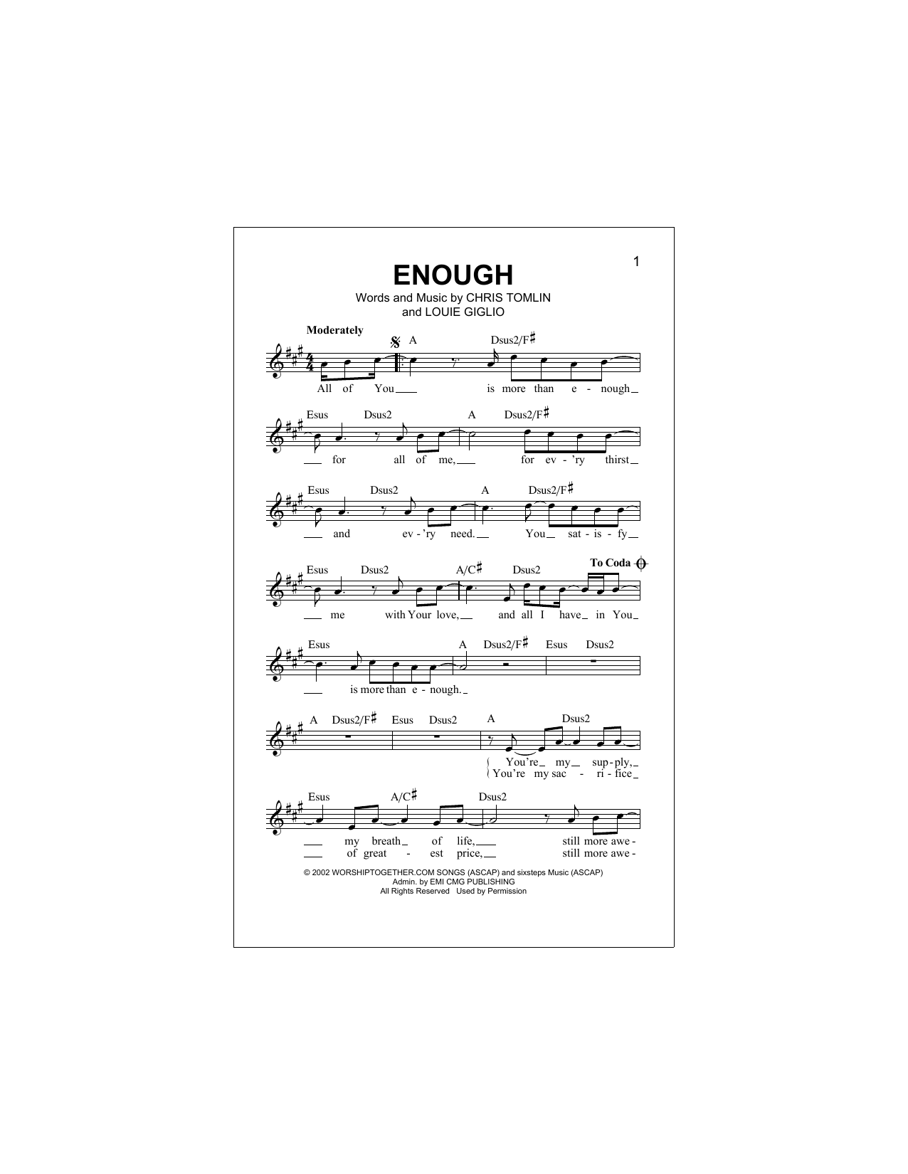 Enough (Lead Sheet / Fake Book) von Chris Tomlin