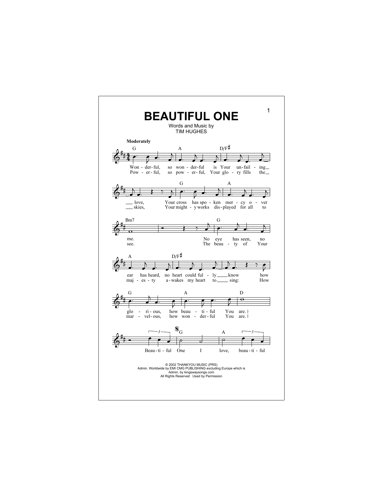 Beautiful One (Lead Sheet / Fake Book) von Jeremy Camp