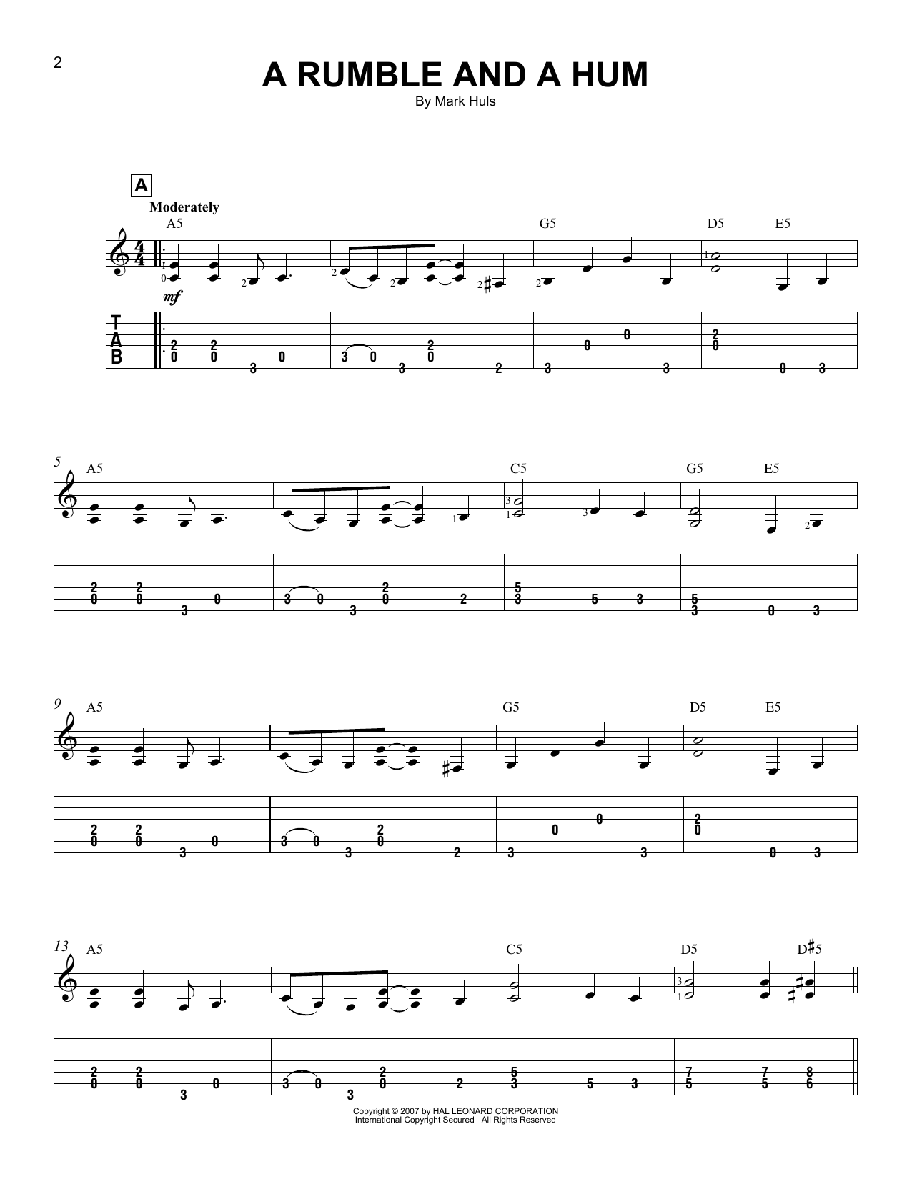 A Rumble And A Hum (Easy Guitar Tab) von Mark Huls