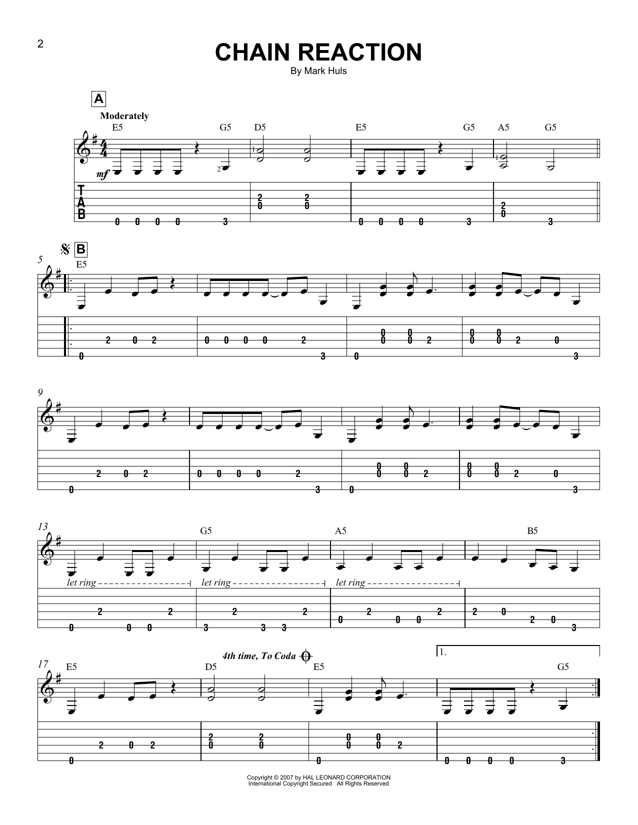 Chain Reaction (Easy Guitar Tab) von Mark Huls