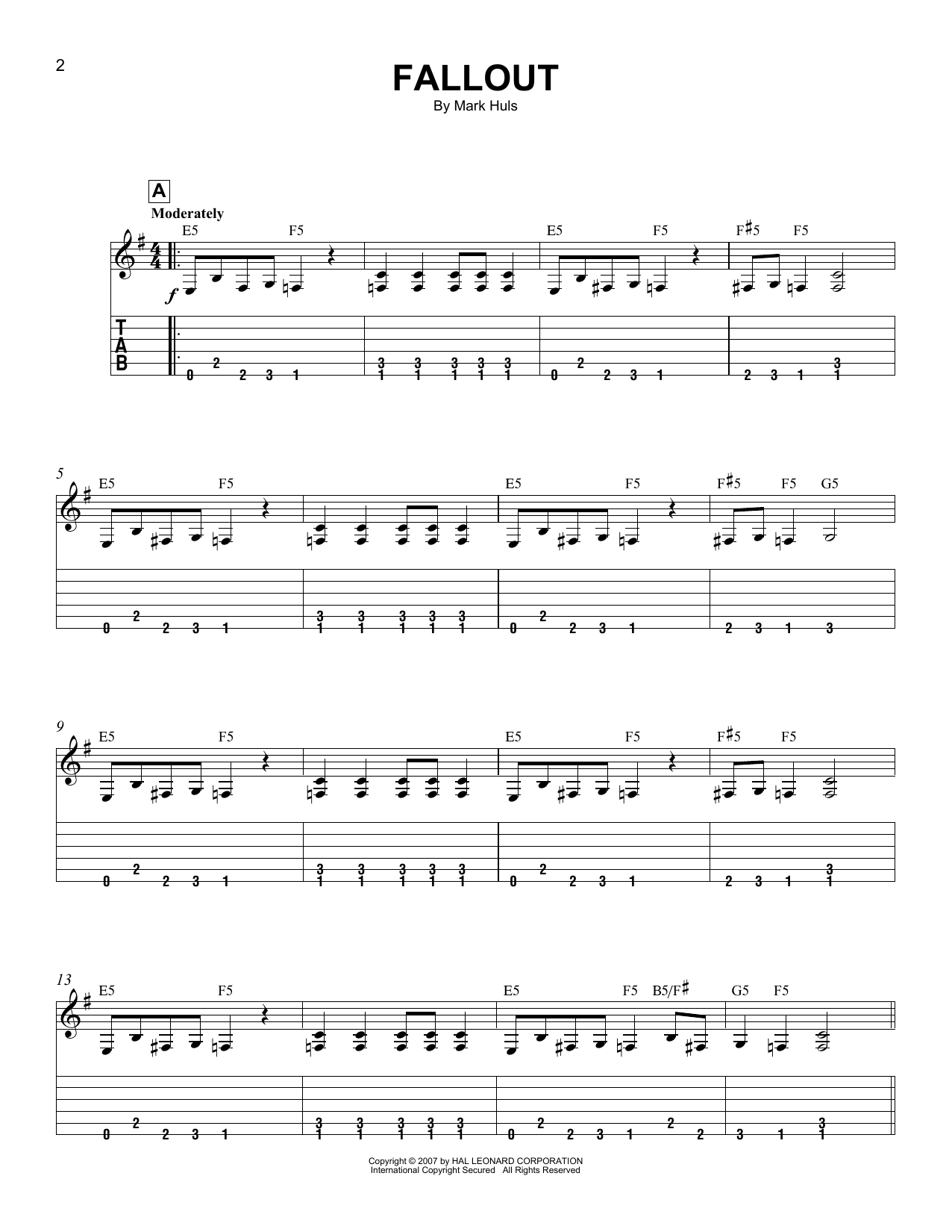 Fallout (Easy Guitar Tab) von Mark Huls