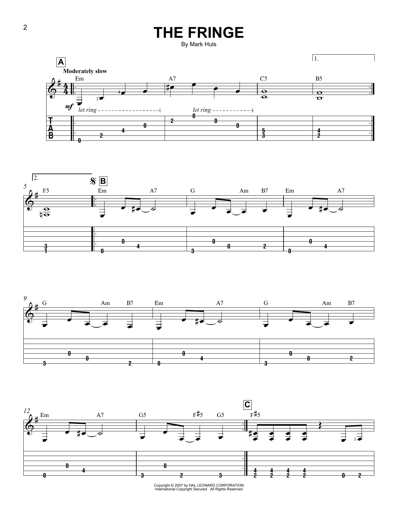 The Fringe (Easy Guitar Tab) von Mark Huls