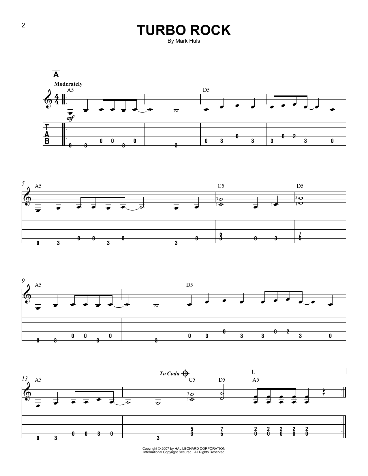 Turbo Rock (Easy Guitar Tab) von Mark Huls