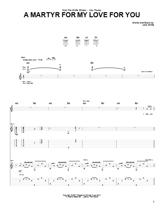 A Martyr For My Love For You (Guitar Tab) von The White Stripes