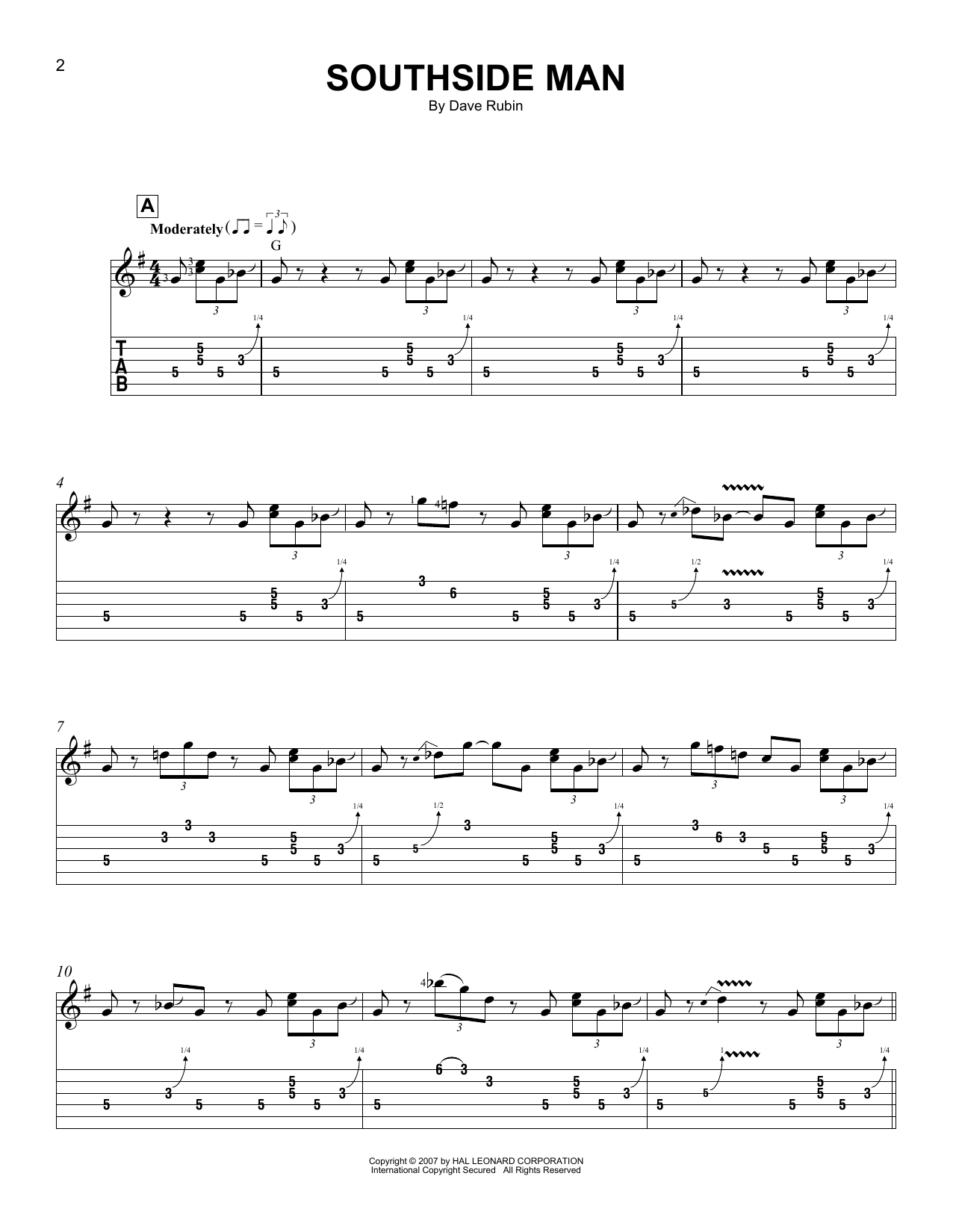 Southside Man (Easy Guitar Tab) von Dave Rubin