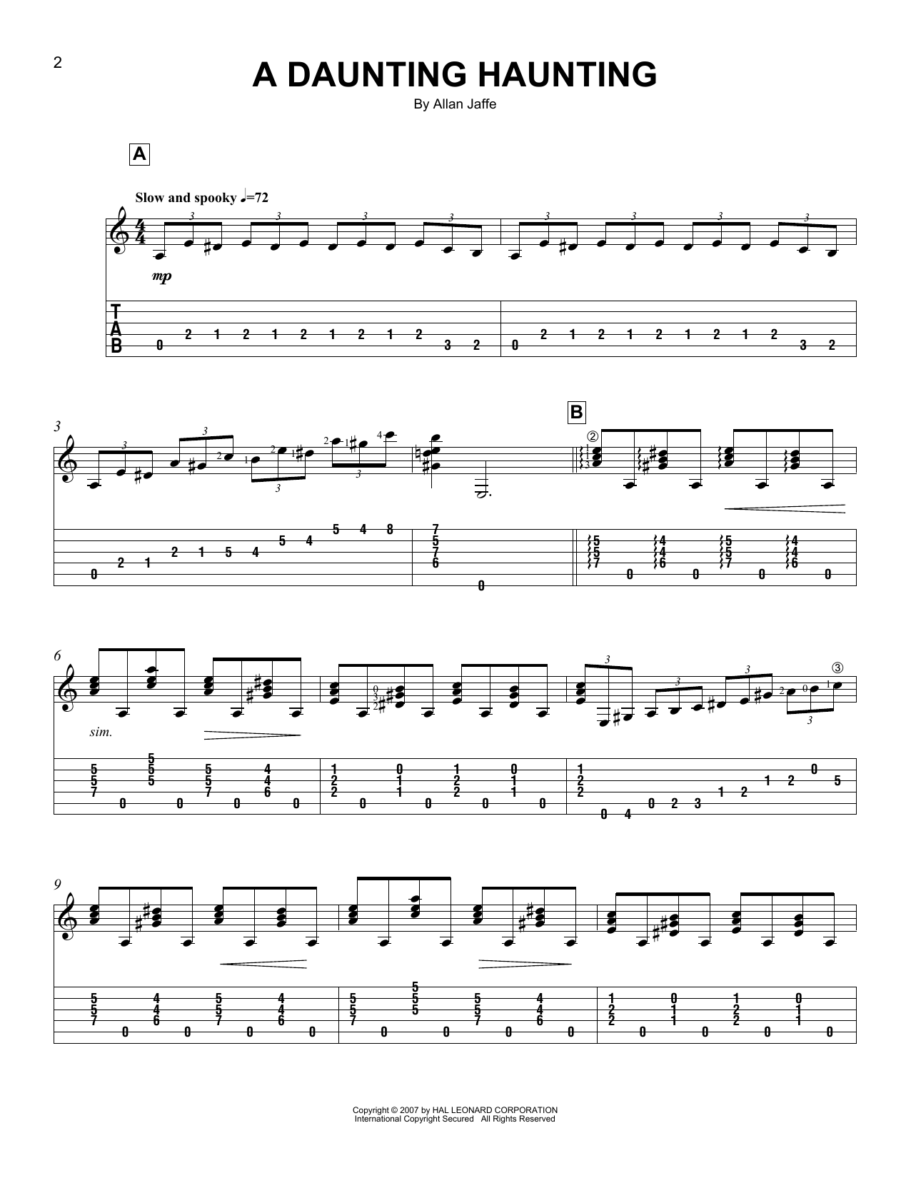 A Daunting Haunting (Easy Guitar Tab) von Allan Jaffe