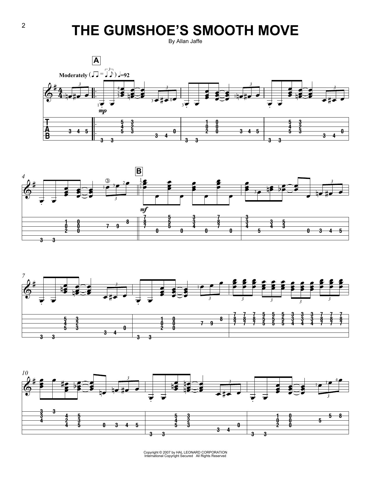 The Gumshoe's Smooth Move (Easy Guitar Tab) von Allan Jaffe