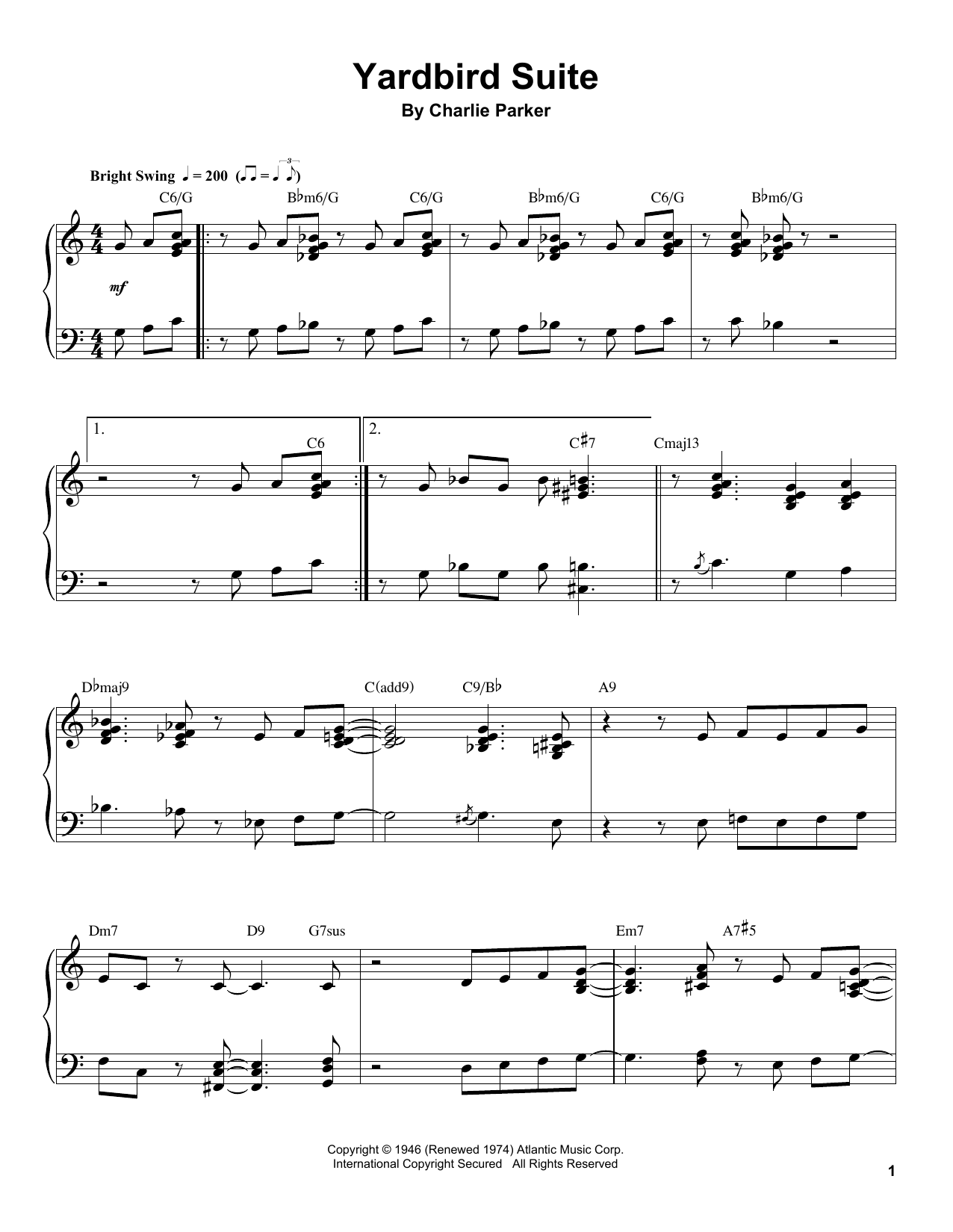Yardbird Suite (Piano Transcription) von Charlie Parker
