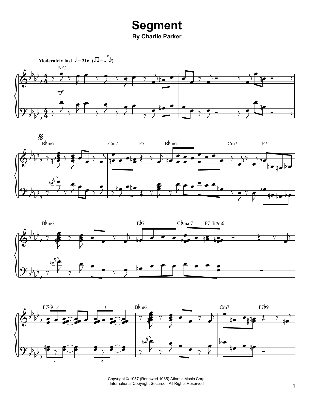 Segment (Piano Transcription) von Charlie Parker