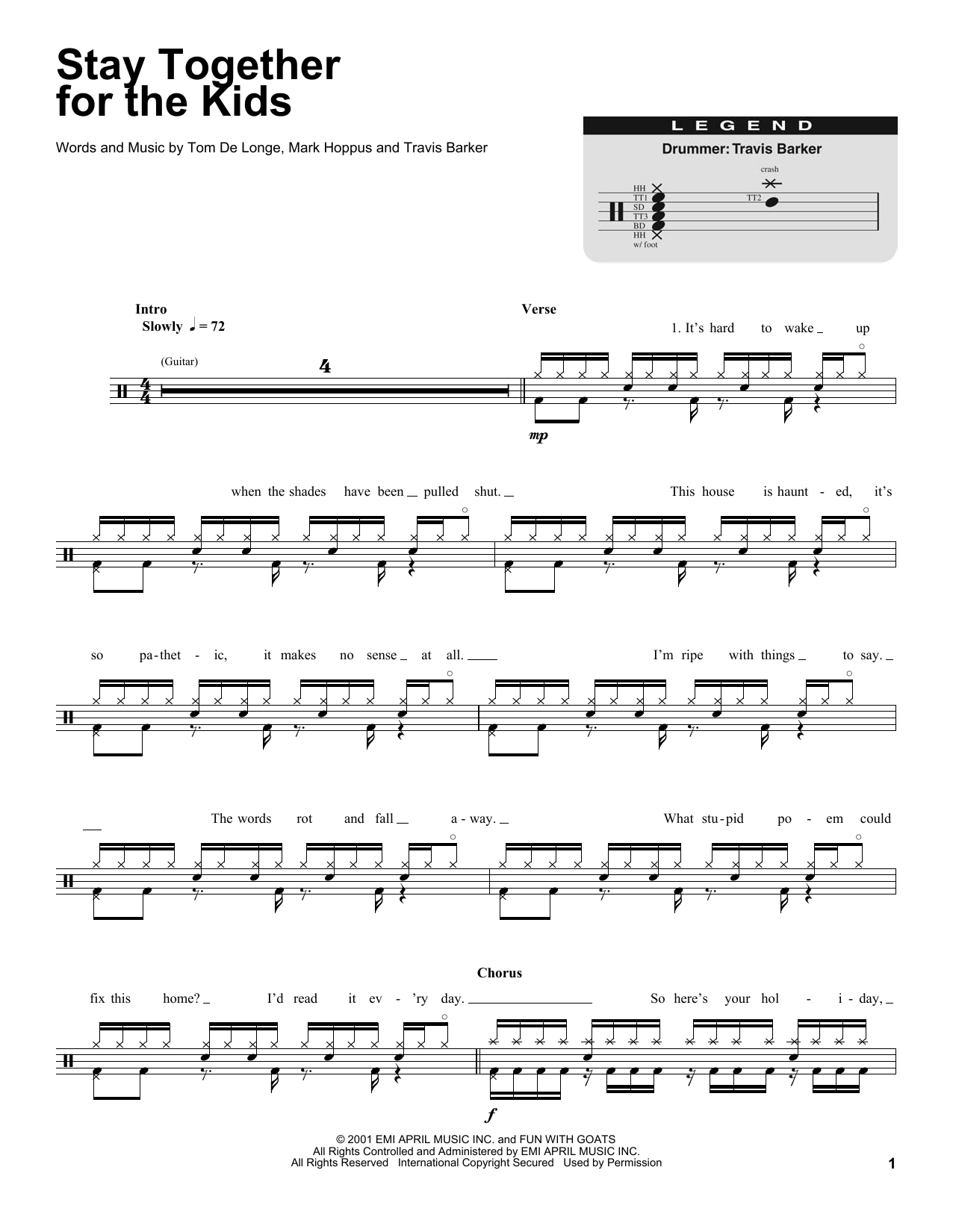 Stay Together For The Kids (Drums Transcription) von Blink 182