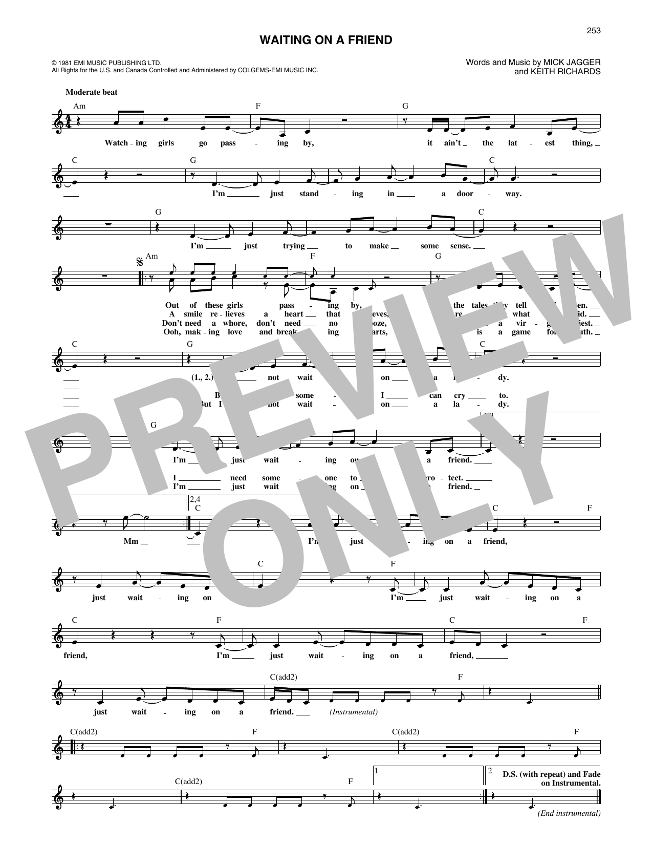 Waiting On A Friend (Lead Sheet / Fake Book) von The Rolling Stones