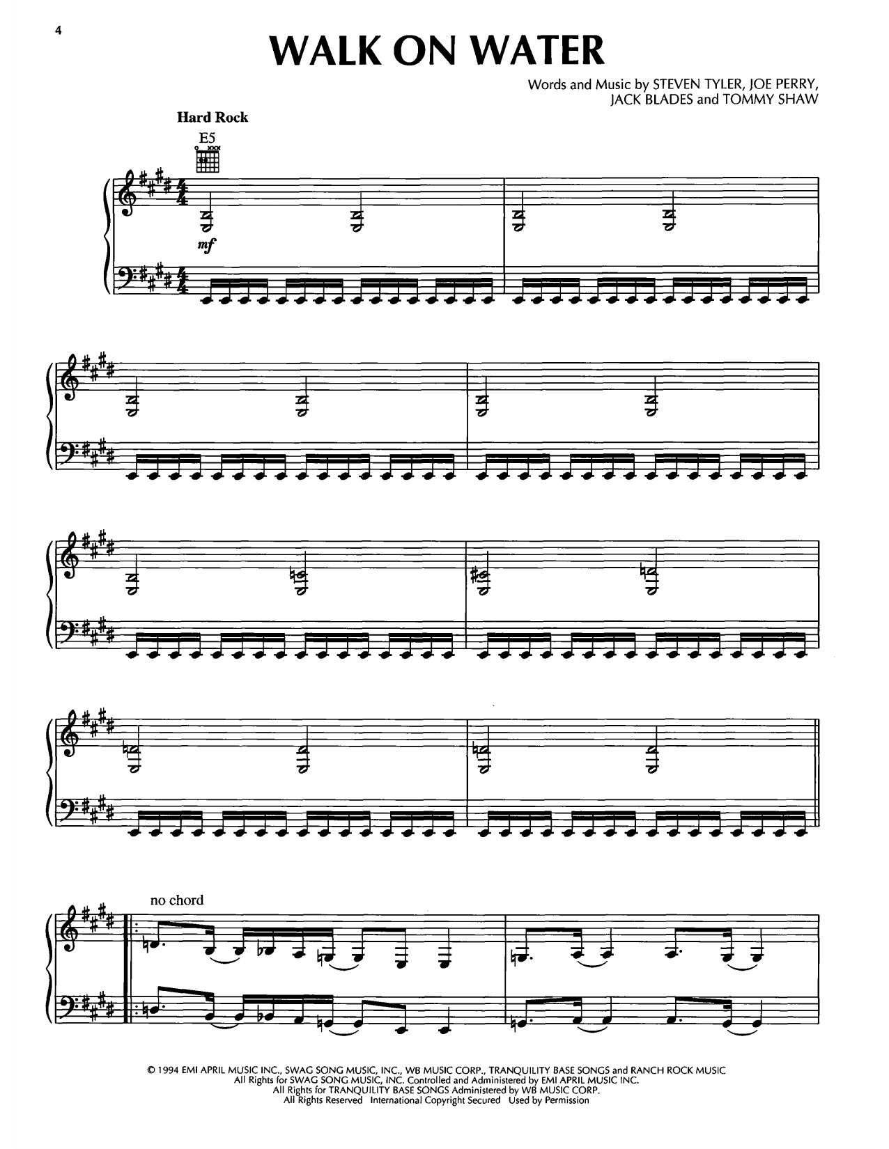 Walk On Water (Piano, Vocal & Guitar Chords (Right-Hand Melody)) von Aerosmith