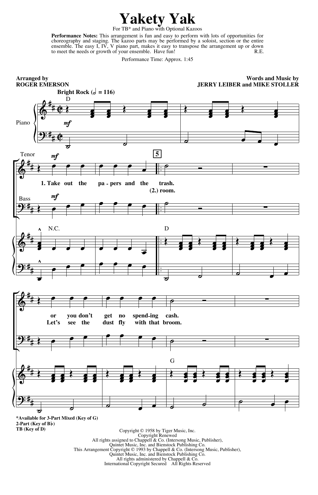 Yakety Yak (arr. Roger Emerson) (TB Choir) von The Coasters