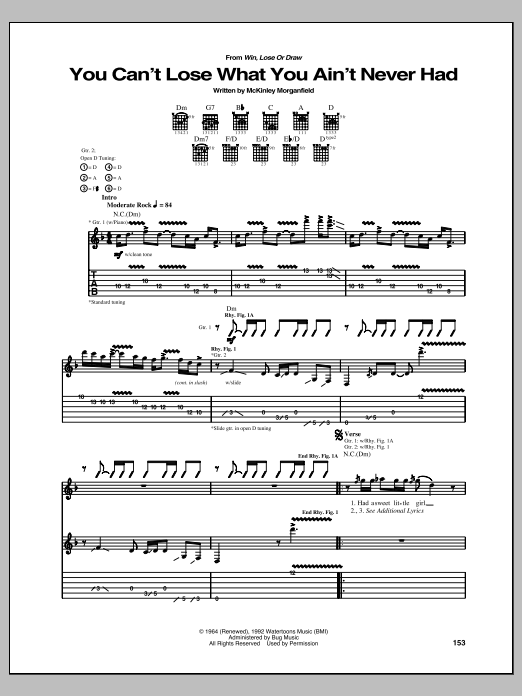You Can't Lose What You Ain't Never Had (Guitar Tab) von Allman Brothers Band