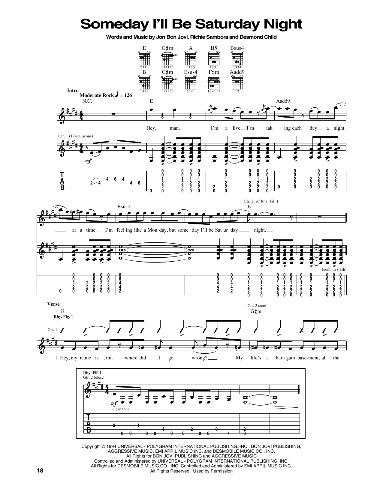 Someday I'll Be Saturday Night (Guitar Tab) von Bon Jovi