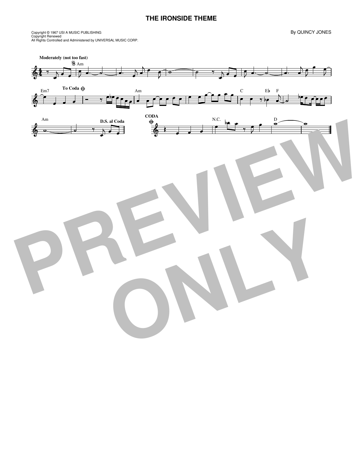 The Ironside Theme (Lead Sheet / Fake Book) von Quincy Jones