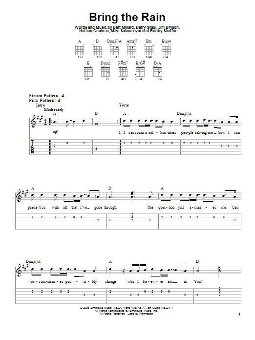 Bring The Rain (Easy Guitar Tab) von MercyMe