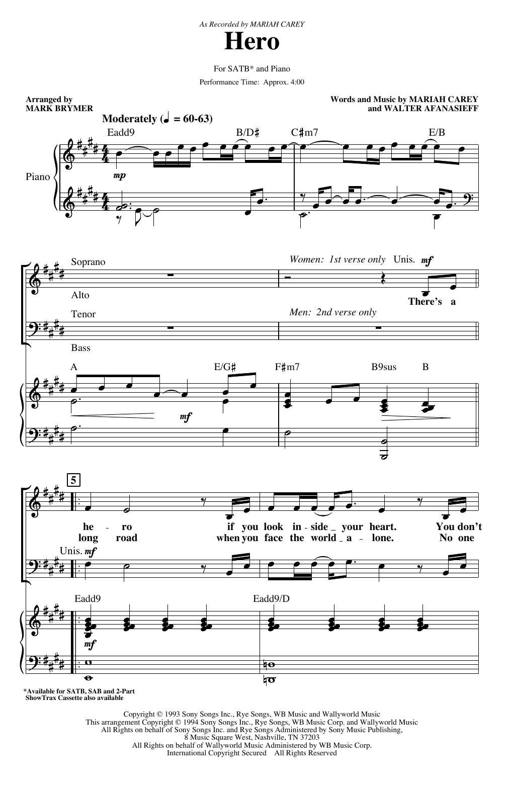 Hero (arr. Mark Brymer) (SATB Choir) von Mariah Carey