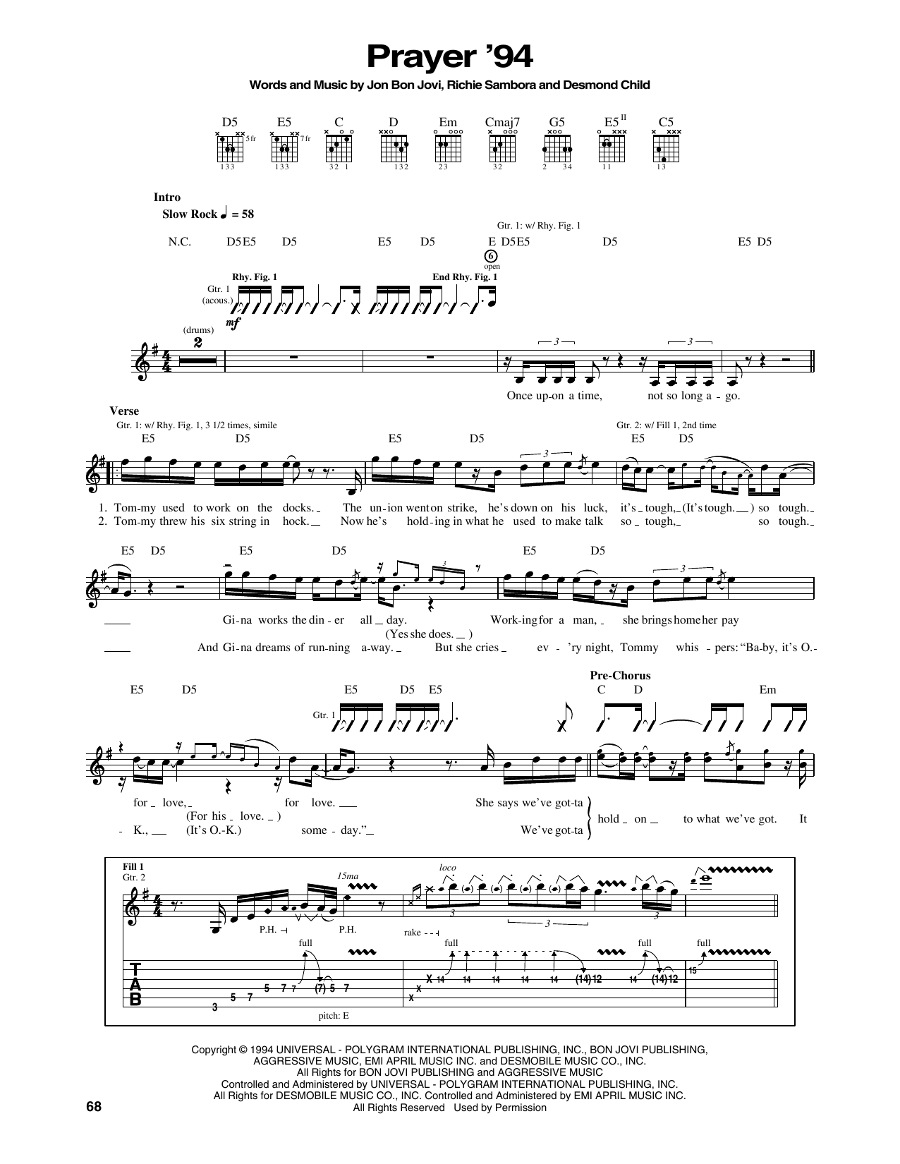 Prayer '94 (Guitar Tab) von Bon Jovi