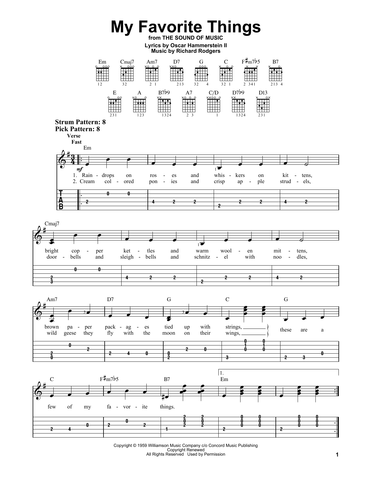 My Favorite Things (from The Sound Of Music) (Easy Guitar Tab) von Rodgers & Hammerstein