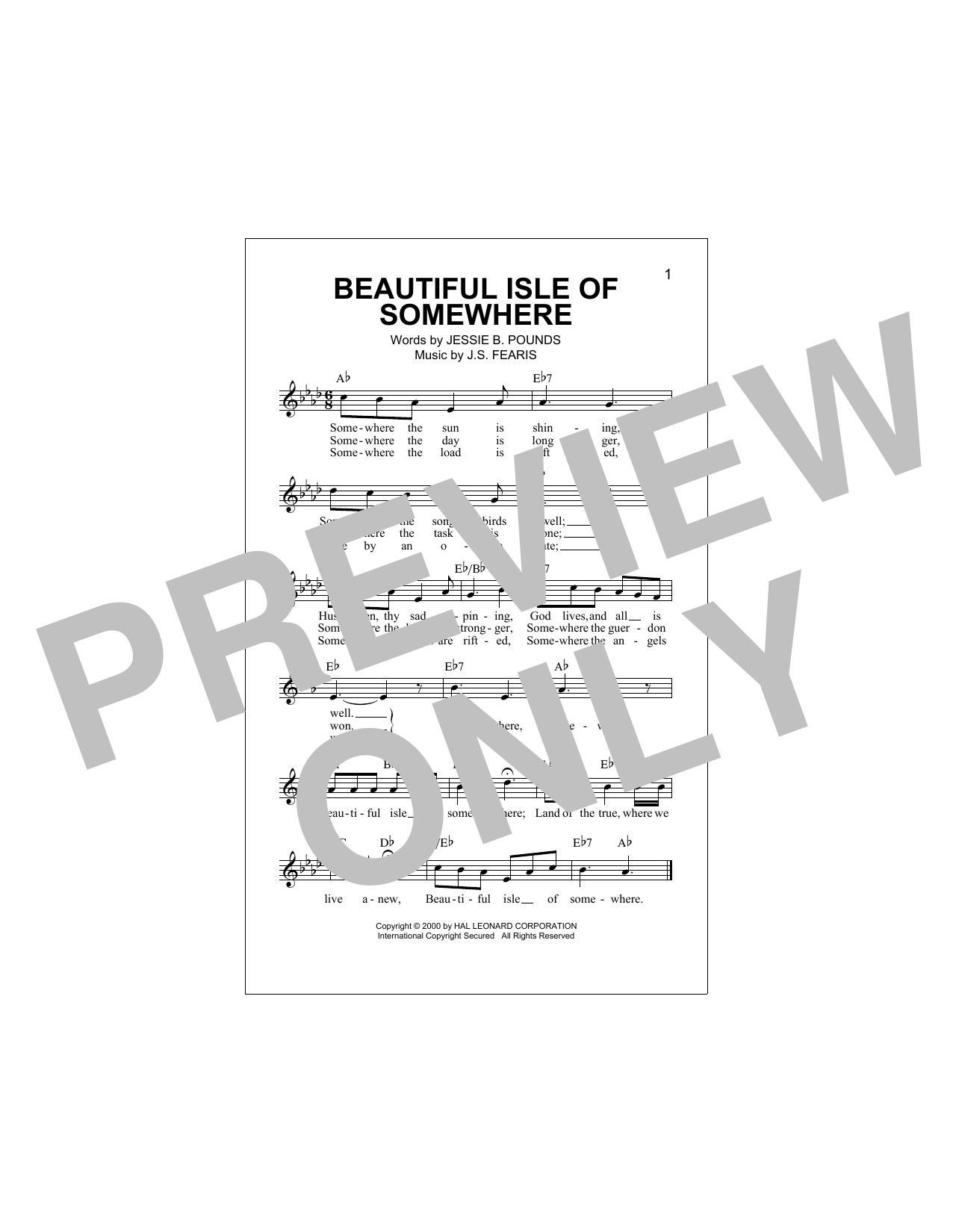 Beautiful Isle Of Somewhere (Lead Sheet / Fake Book) von Jessie B. Pounds
