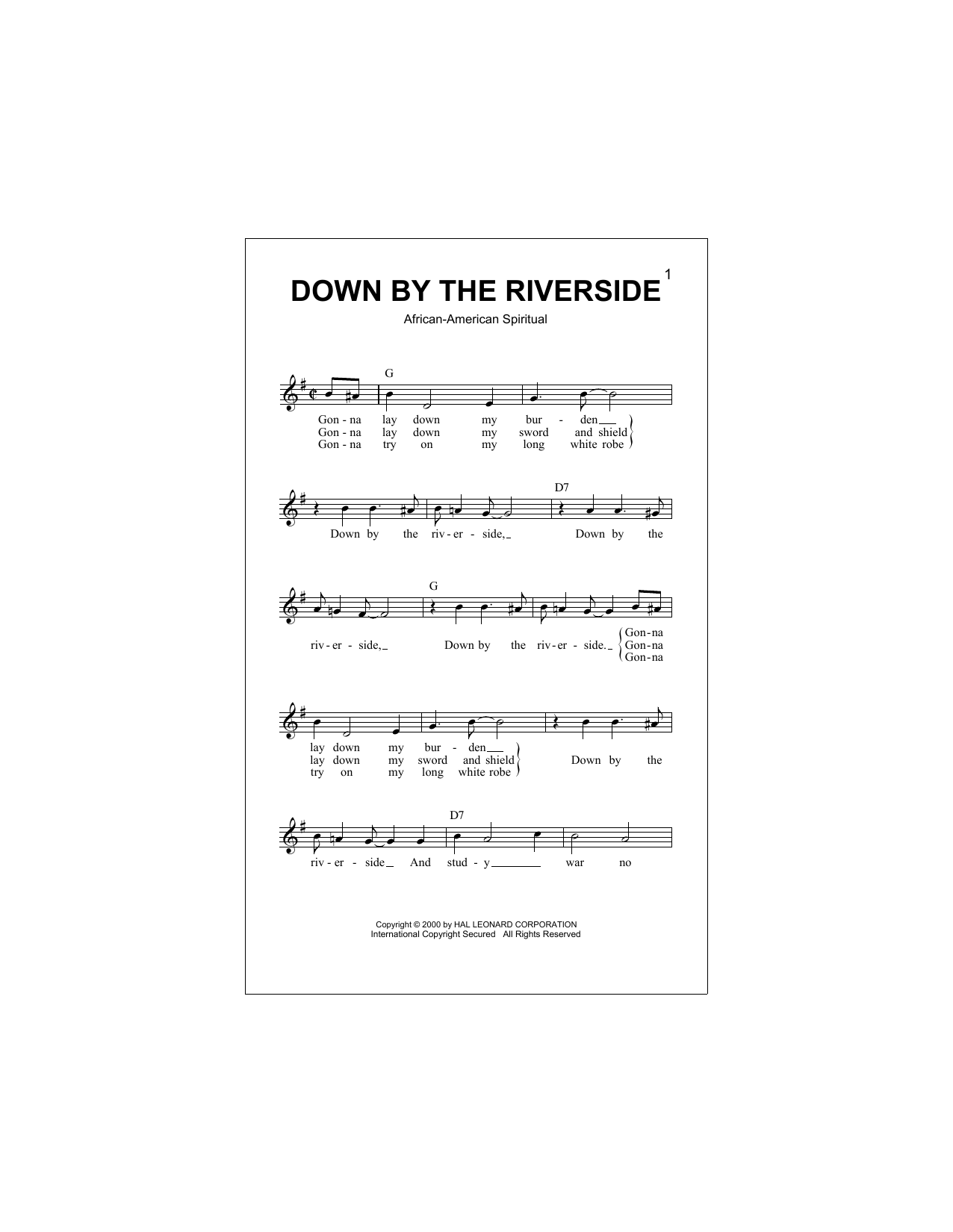 Down By The Riverside (Lead Sheet / Fake Book) von African American Spiritual