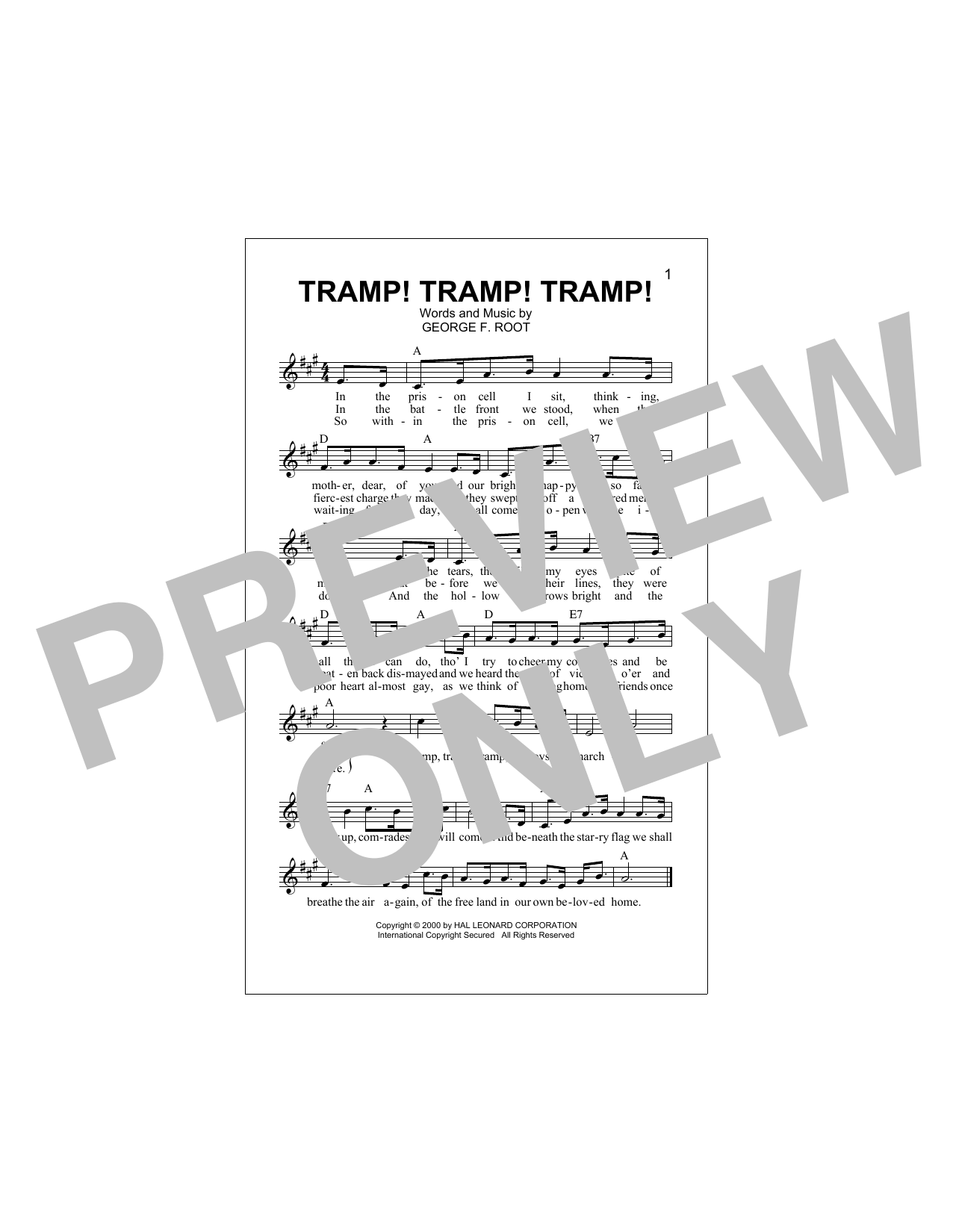 Tramp! Tramp! Tramp! (Lead Sheet / Fake Book) von George F. Root
