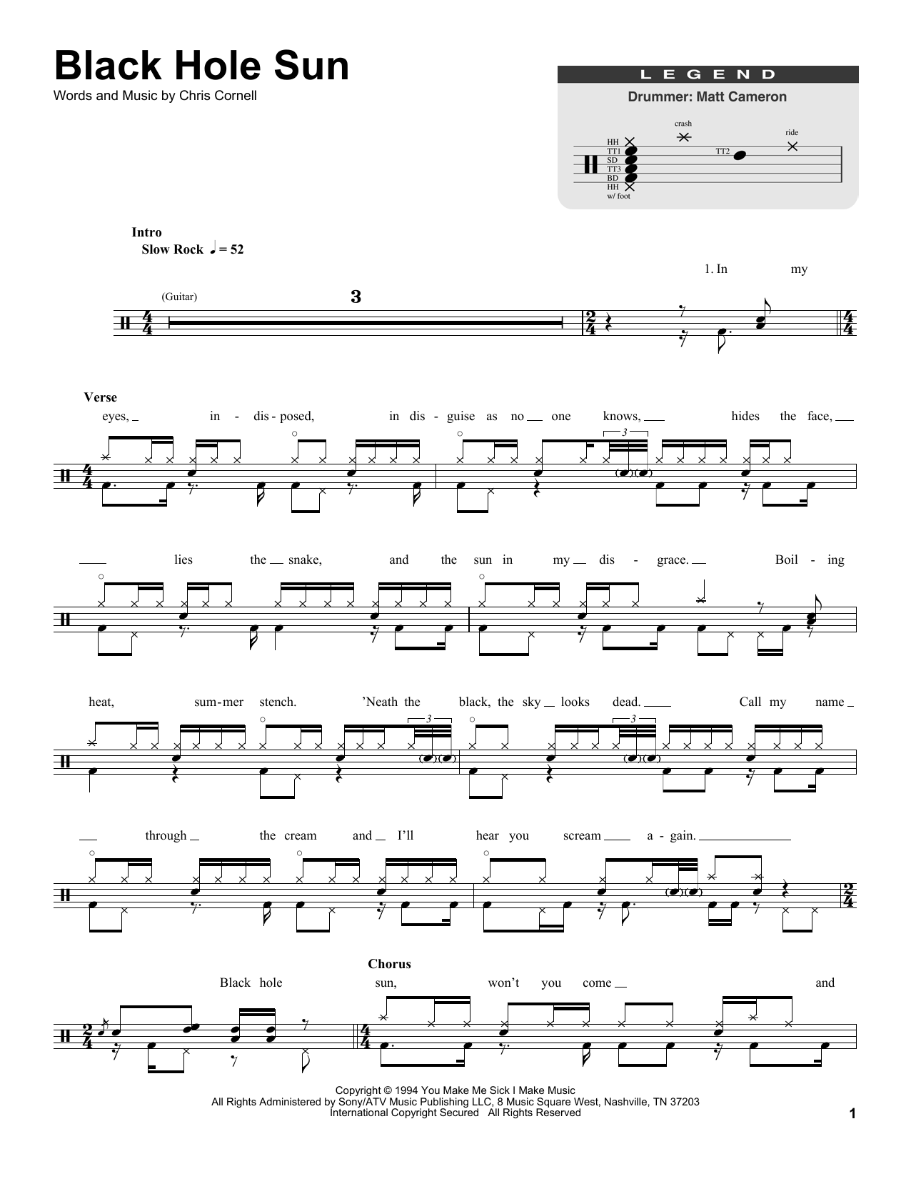 Black Hole Sun (Drums Transcription) von Soundgarden