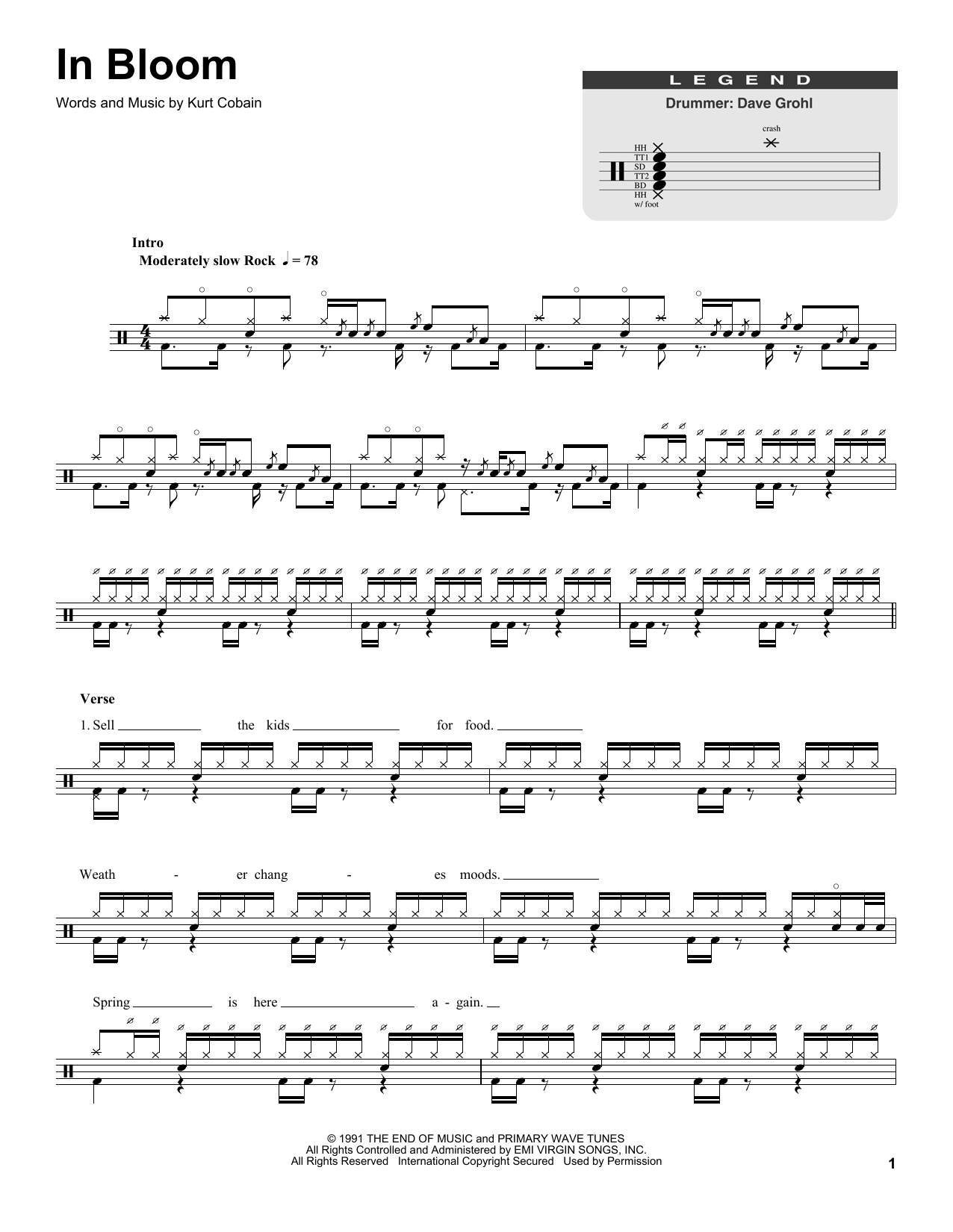 In Bloom (Drums Transcription) von Nirvana