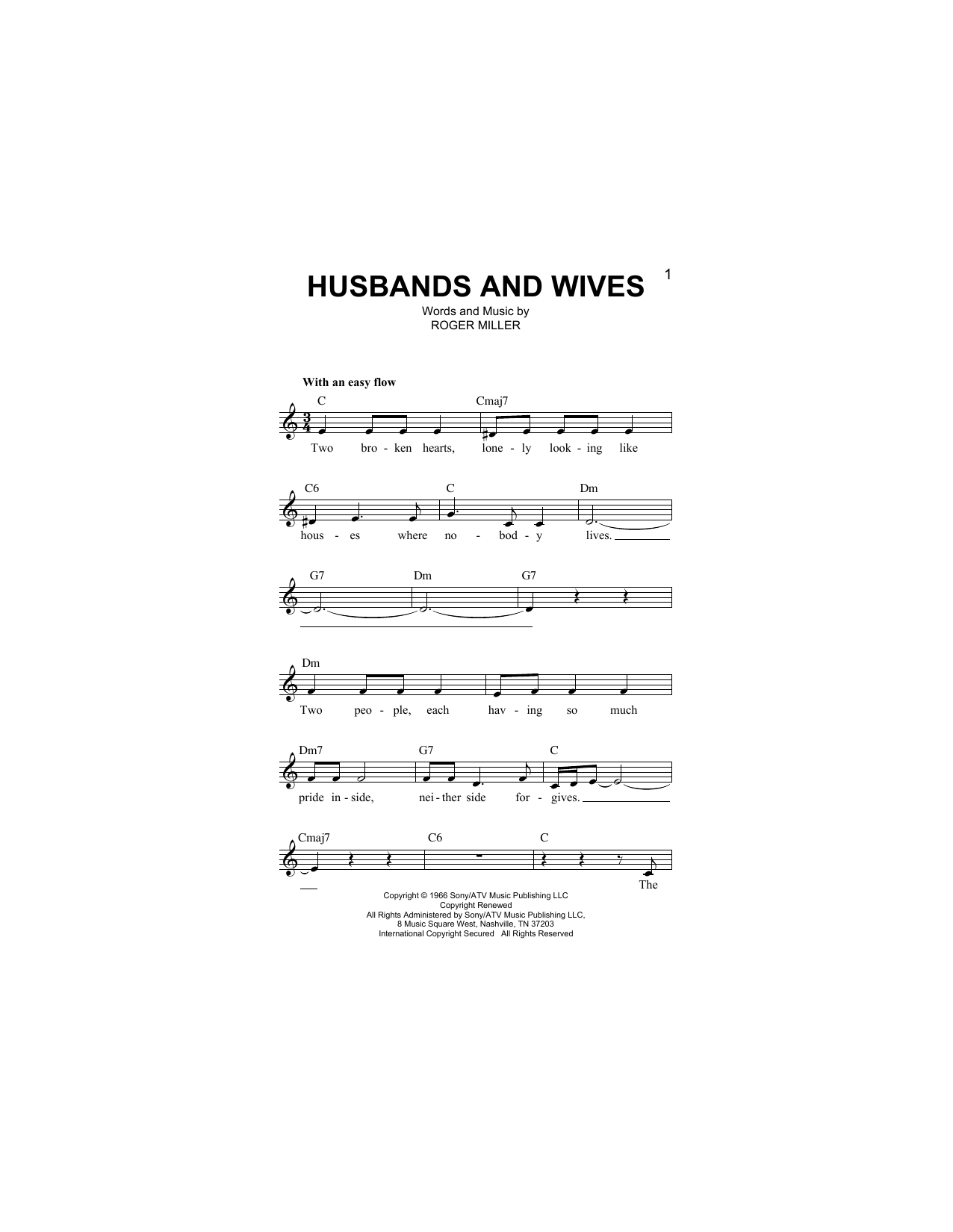 Husbands And Wives (Lead Sheet / Fake Book) von Roger Miller