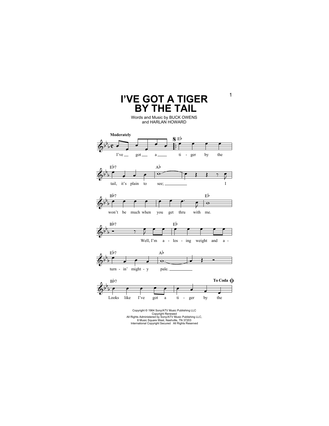 I've Got A Tiger By The Tail (Lead Sheet / Fake Book) von Buck Owens