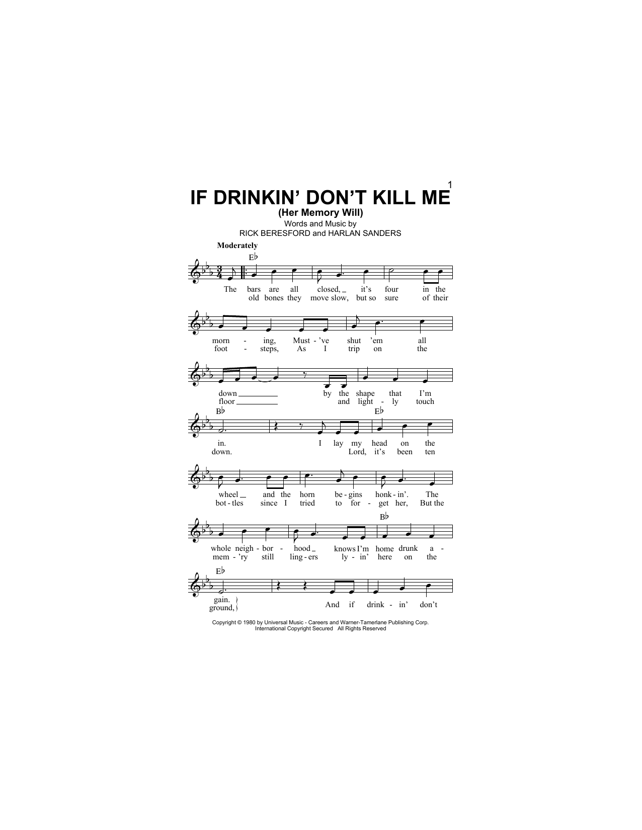 If Drinkin' Don't Kill Me (Her Memory Will) (Lead Sheet / Fake Book) von George Jones