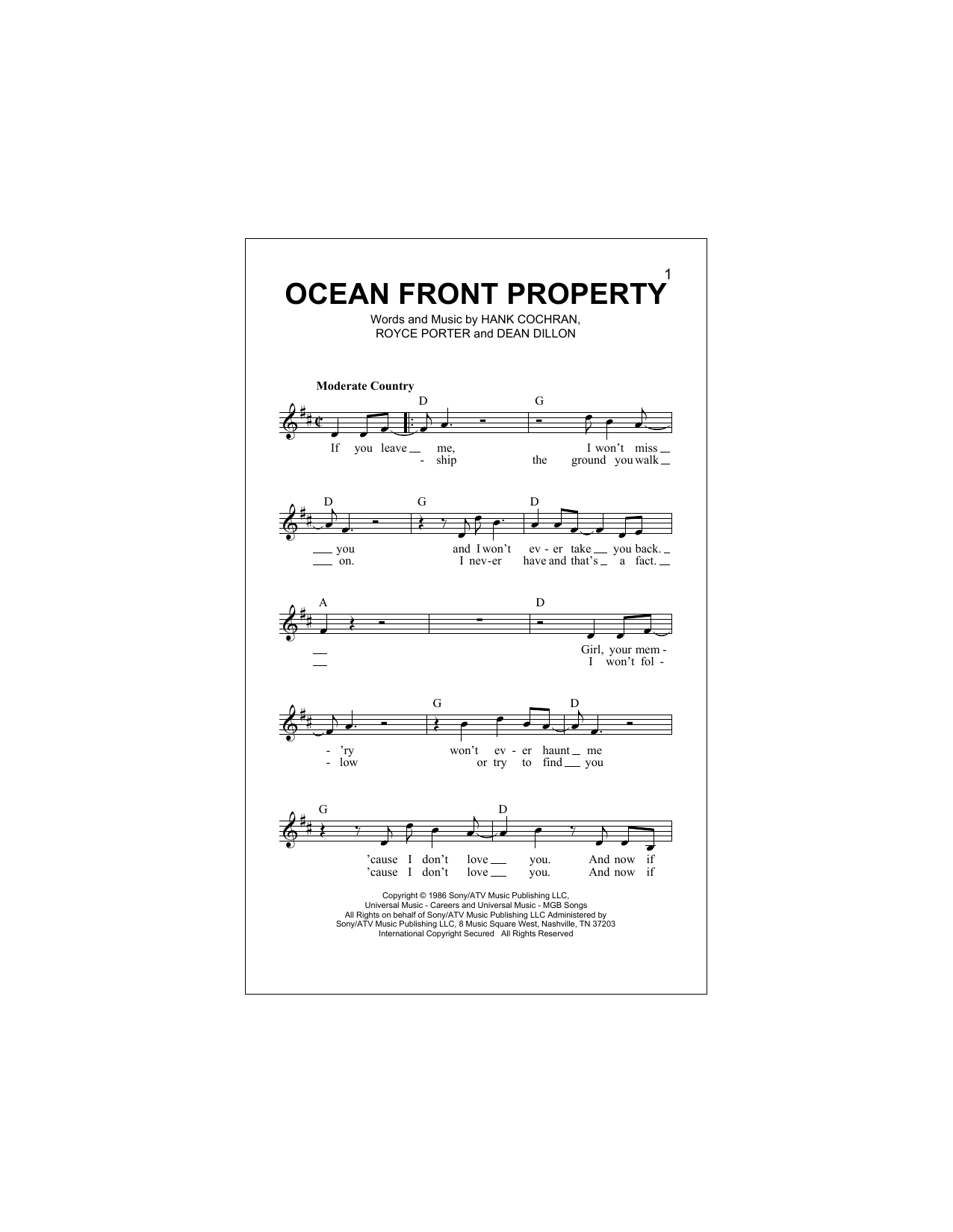 Ocean Front Property (Lead Sheet / Fake Book) von George Strait