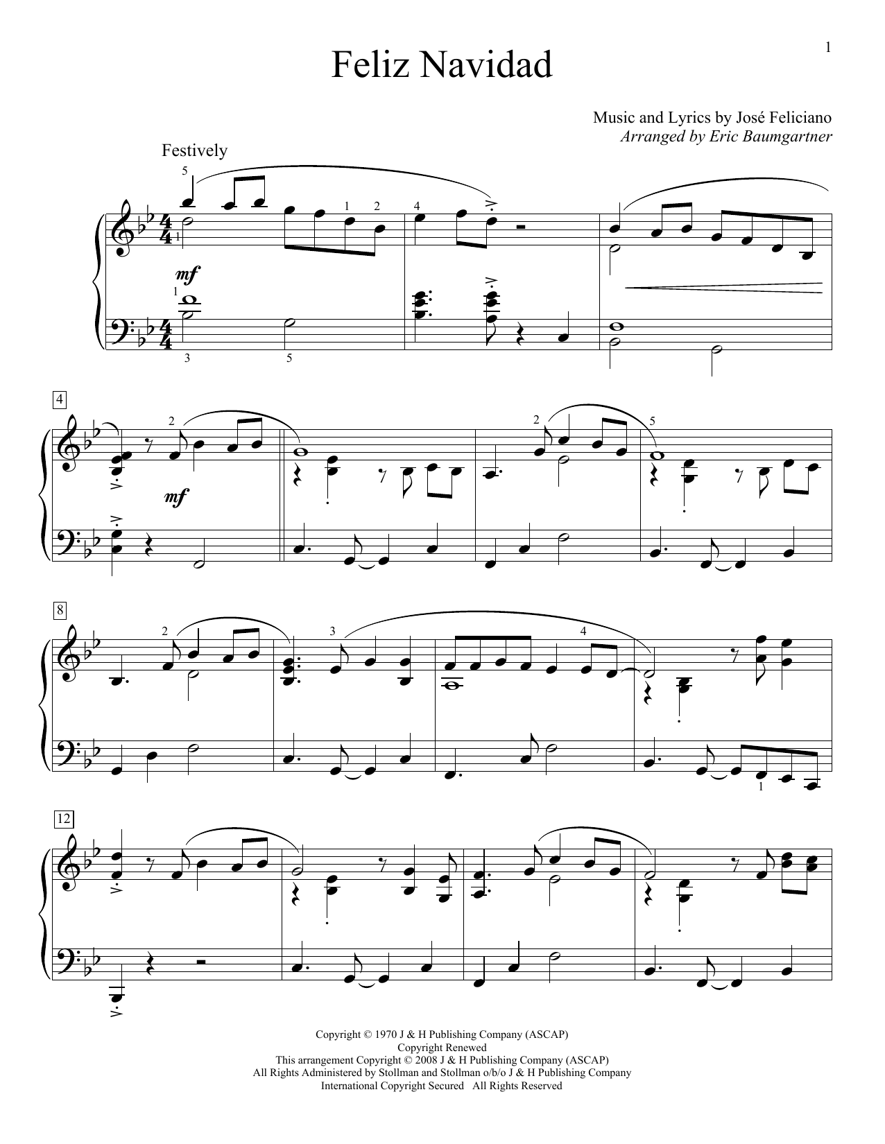 Feliz Navidad (Educational Piano) von Jose Feliciano