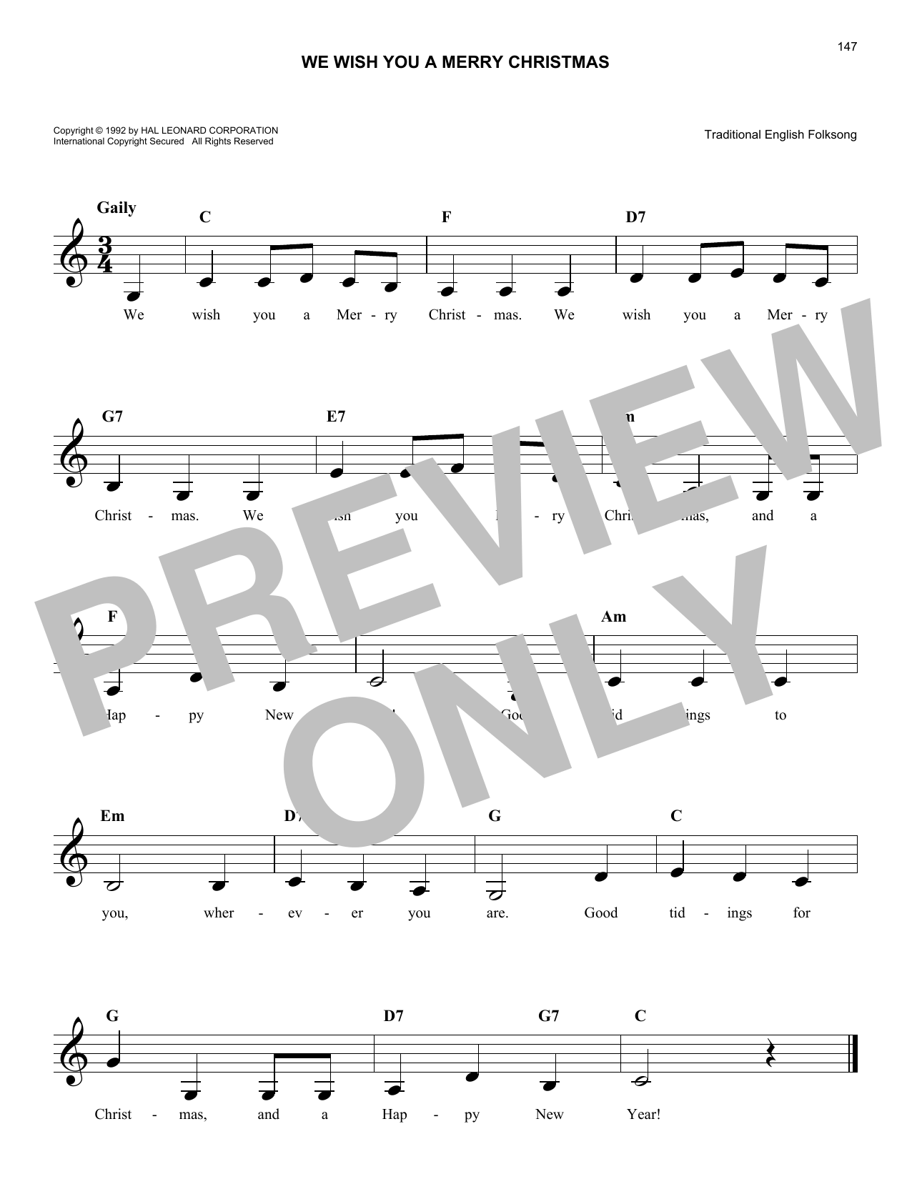 We Wish You A Merry Christmas (Lead Sheet / Fake Book) von Traditional English Folksong