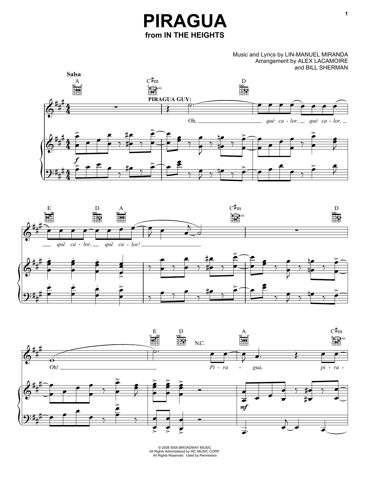 Piragua (from In The Heights) (Piano, Vocal & Guitar Chords (Right-Hand Melody)) von Lin-Manuel Miranda