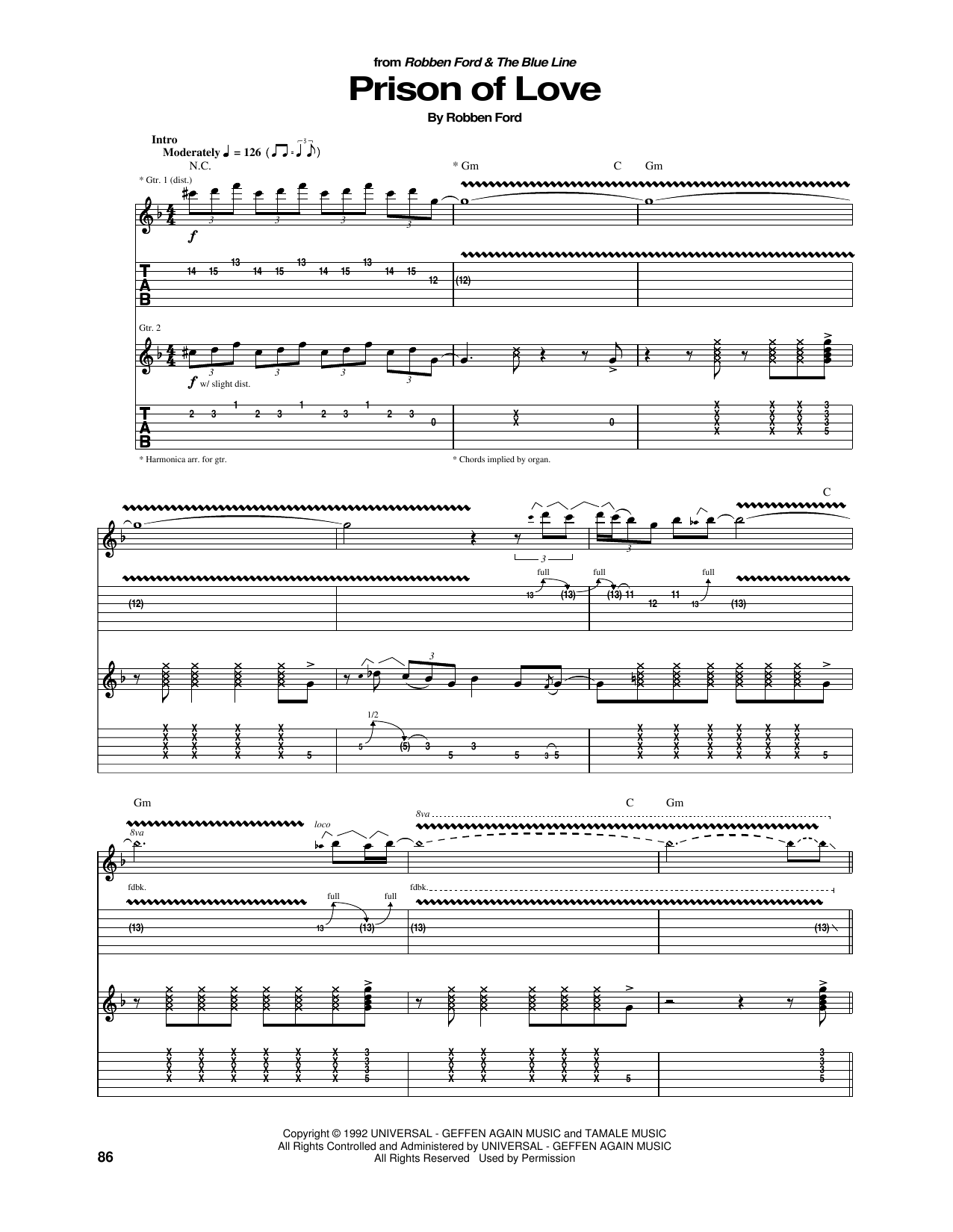 Prison Of Love (Guitar Tab) von Robben Ford