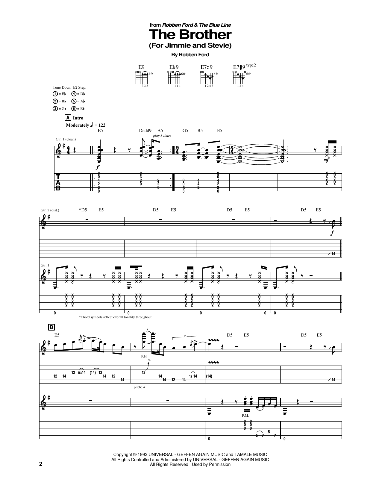 The Brother (For Jimmie and Stevie) (Guitar Tab) von Robben Ford