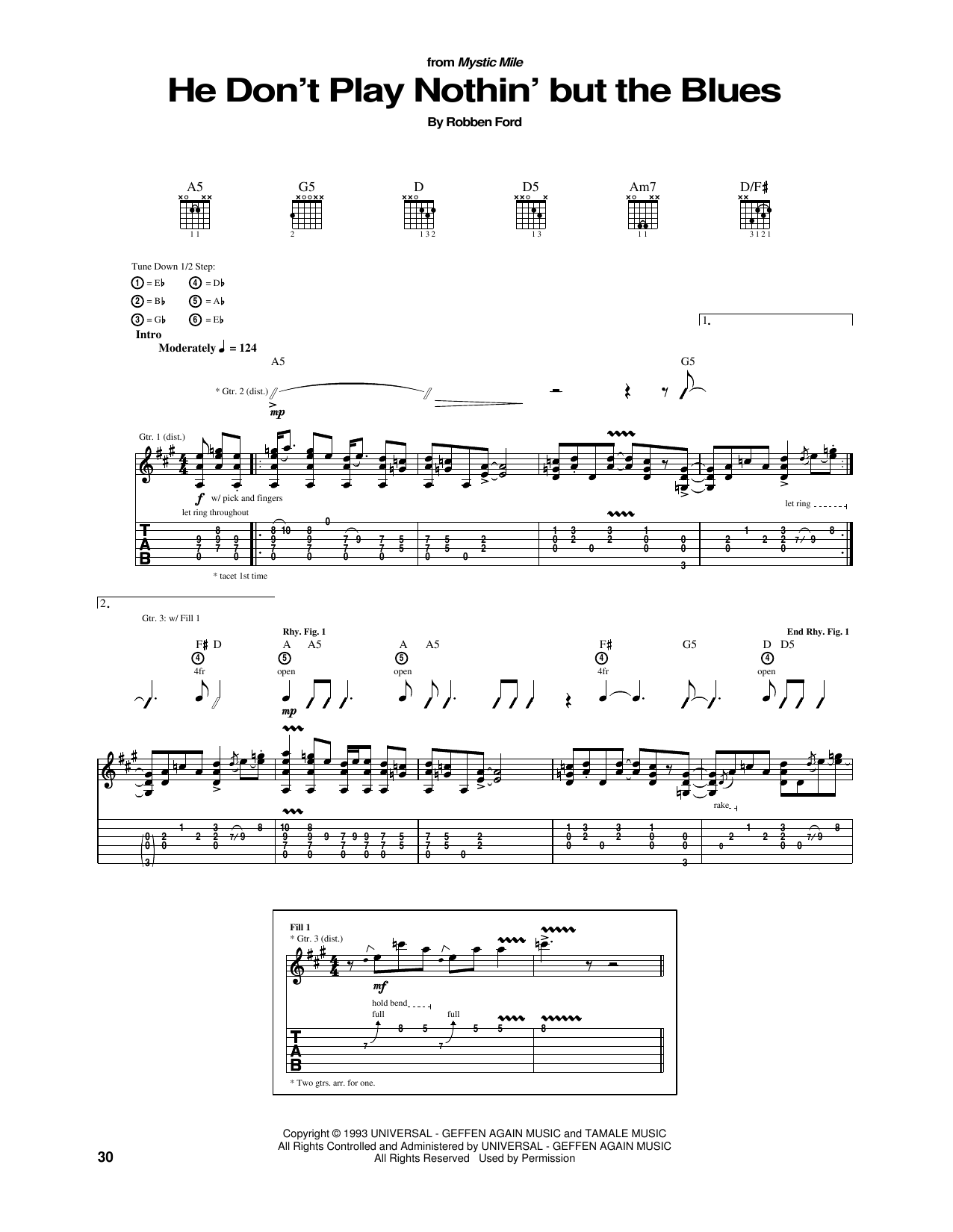 He Don't Play Nothin' But The Blues (Guitar Tab) von Robben Ford
